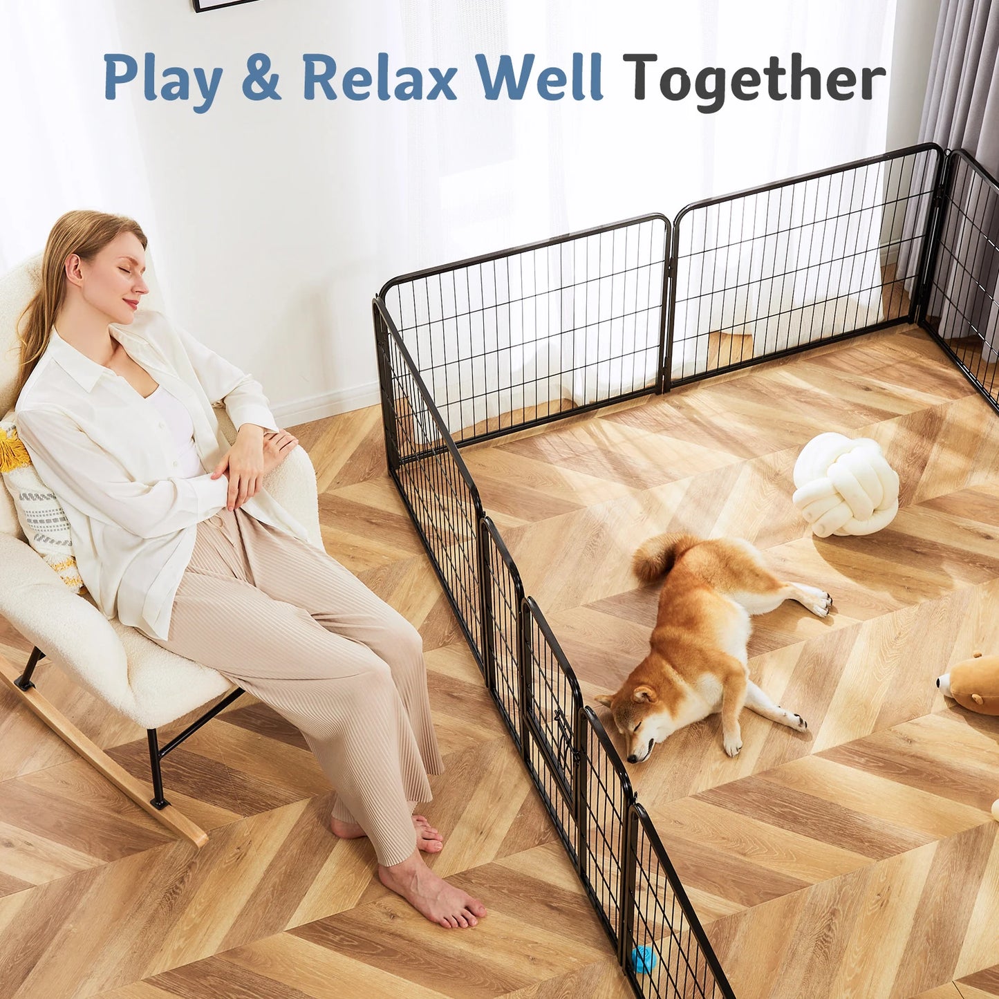 JHK Eight Panel Foldable Dog Pen For Indoor Outdoor Use