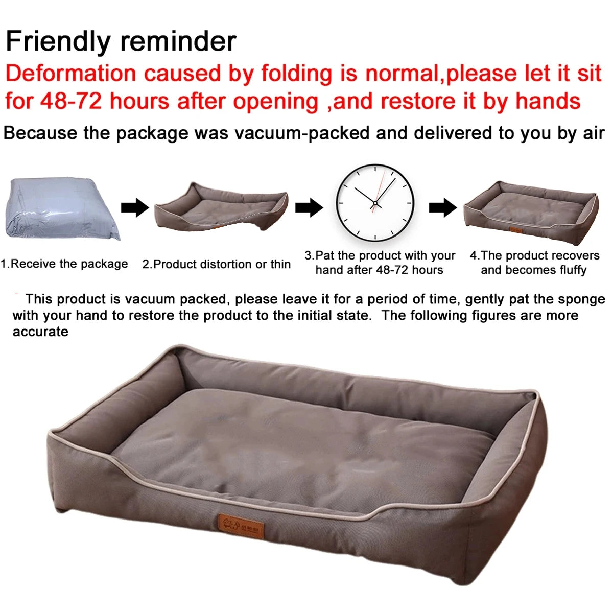 Four Season Square Dog Bed, Sofa Style, Waterproof Cushion
