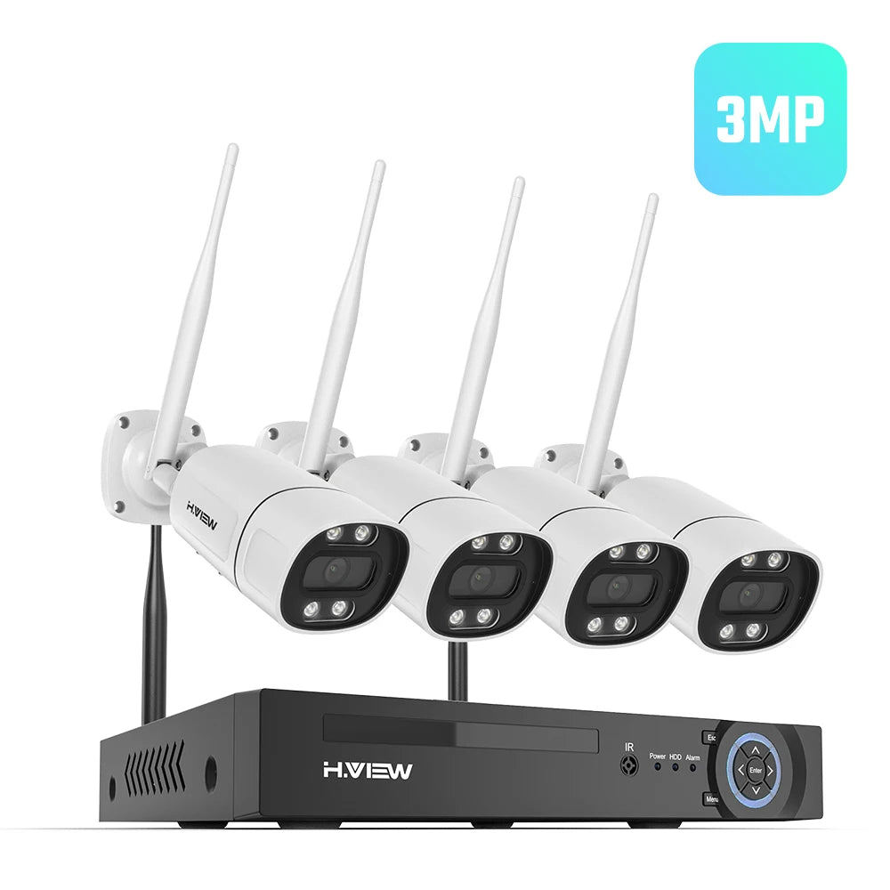 H.VIEW 8-Channel Wireless Security Camera System Kit NVR