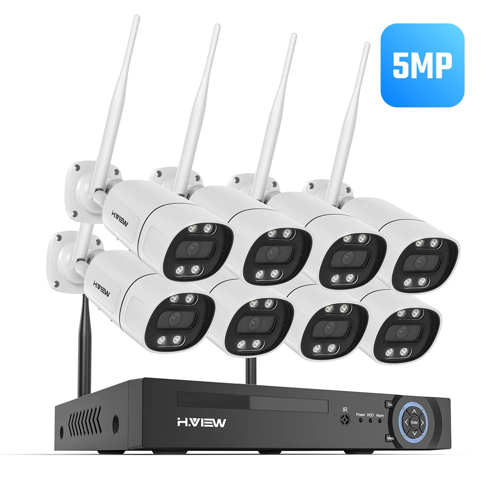 H.VIEW 8-Channel Wireless Security Camera System Kit NVR
