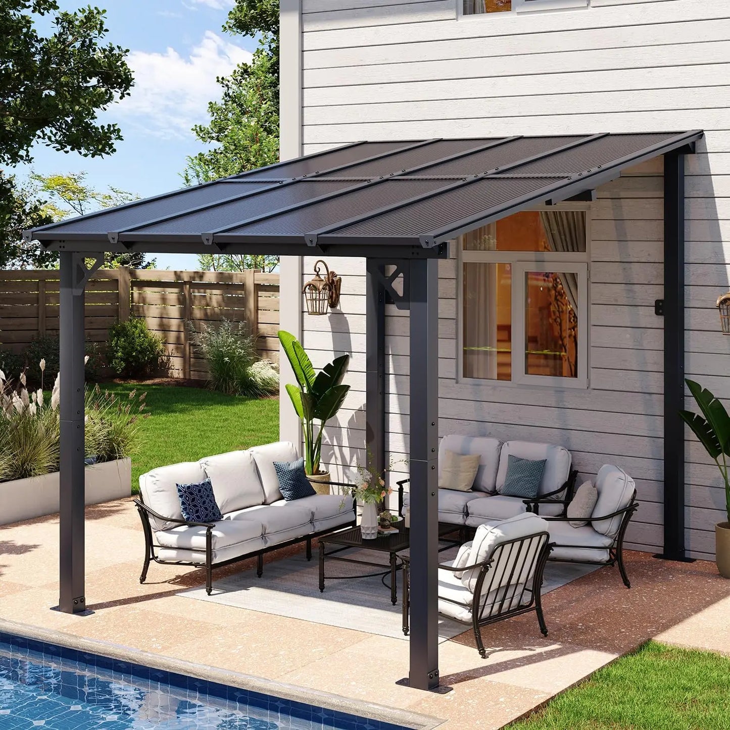 Aoxun Wall Mounted Gazebo Pergola For Outdoor Patio