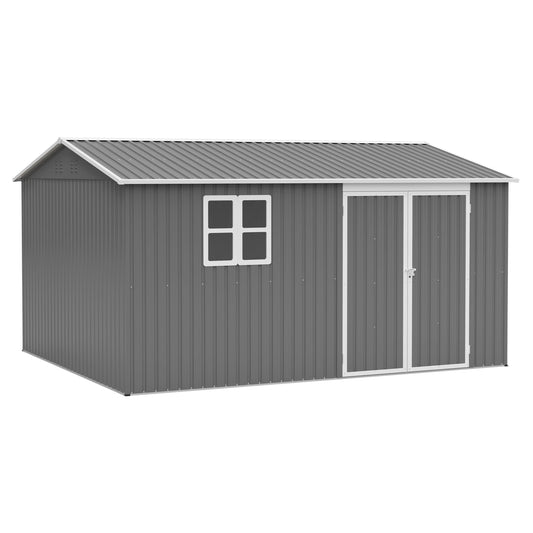 LZBEITEM Steel Outdoor Storage Shed Waterproof Lockable Garden Building