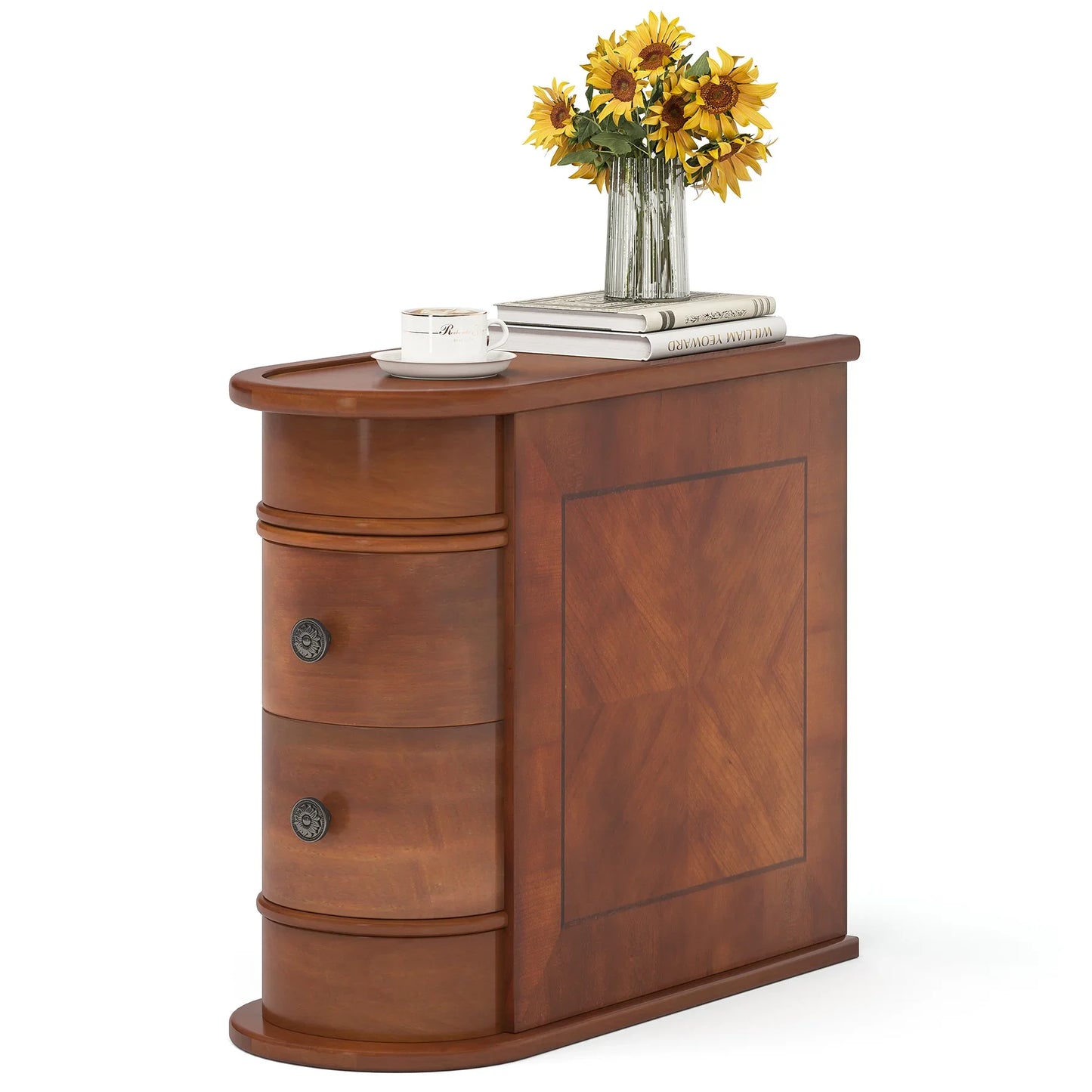 Tribesigns End Table With Drawer Modern Solid Wood Nightstand