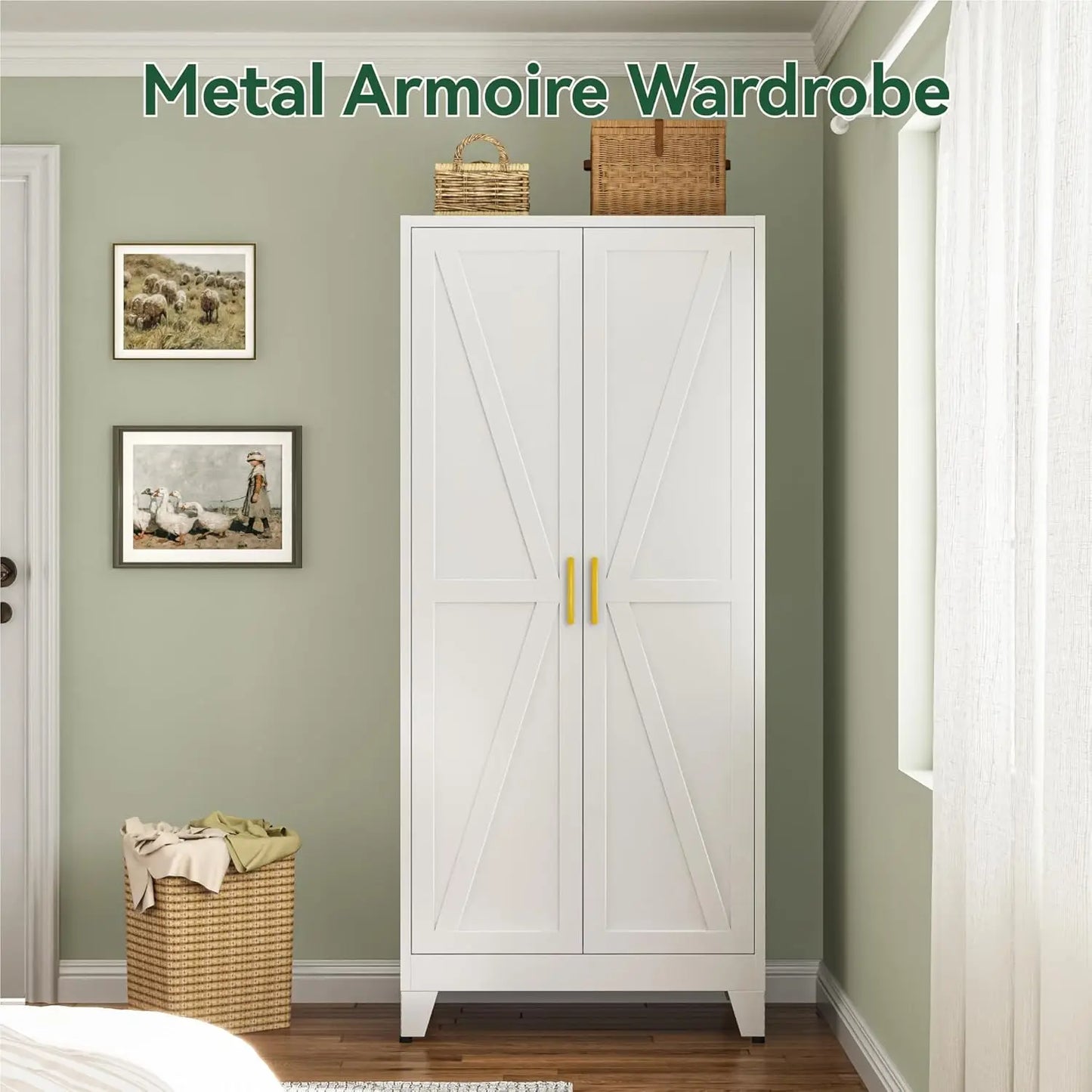 Tongyue Metal Wardrobe Closet With Doors And Shelves