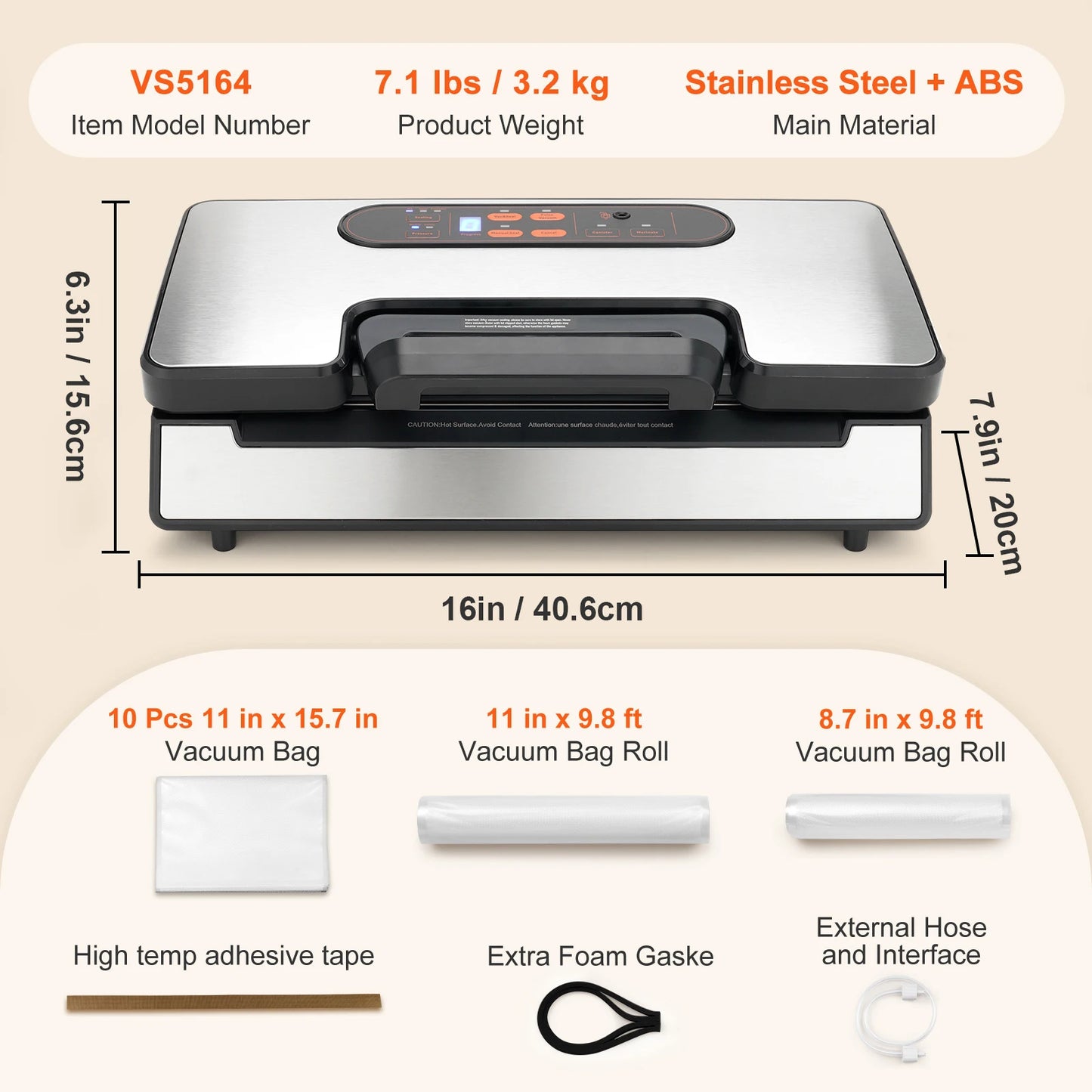 Succebuy Vacuum Sealer Machine 90KPa 130W With Free Vacuum Bags