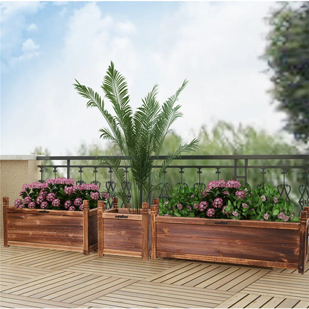 Wooden Raised Flower Bed Planter For Indoor And Outdoor Use