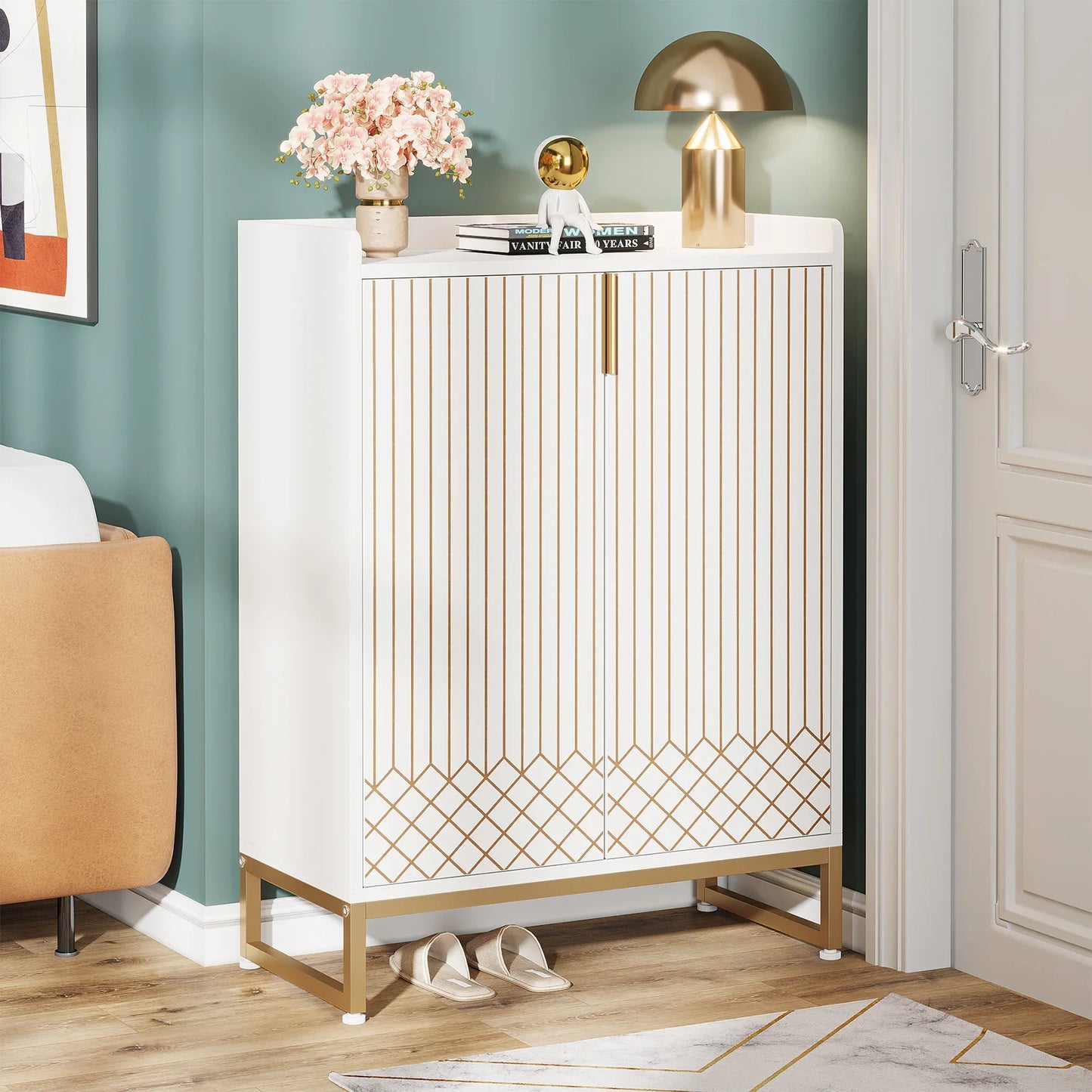 Tribesigns 5-Tier Wood Shoe Cabinet With Doors For Home