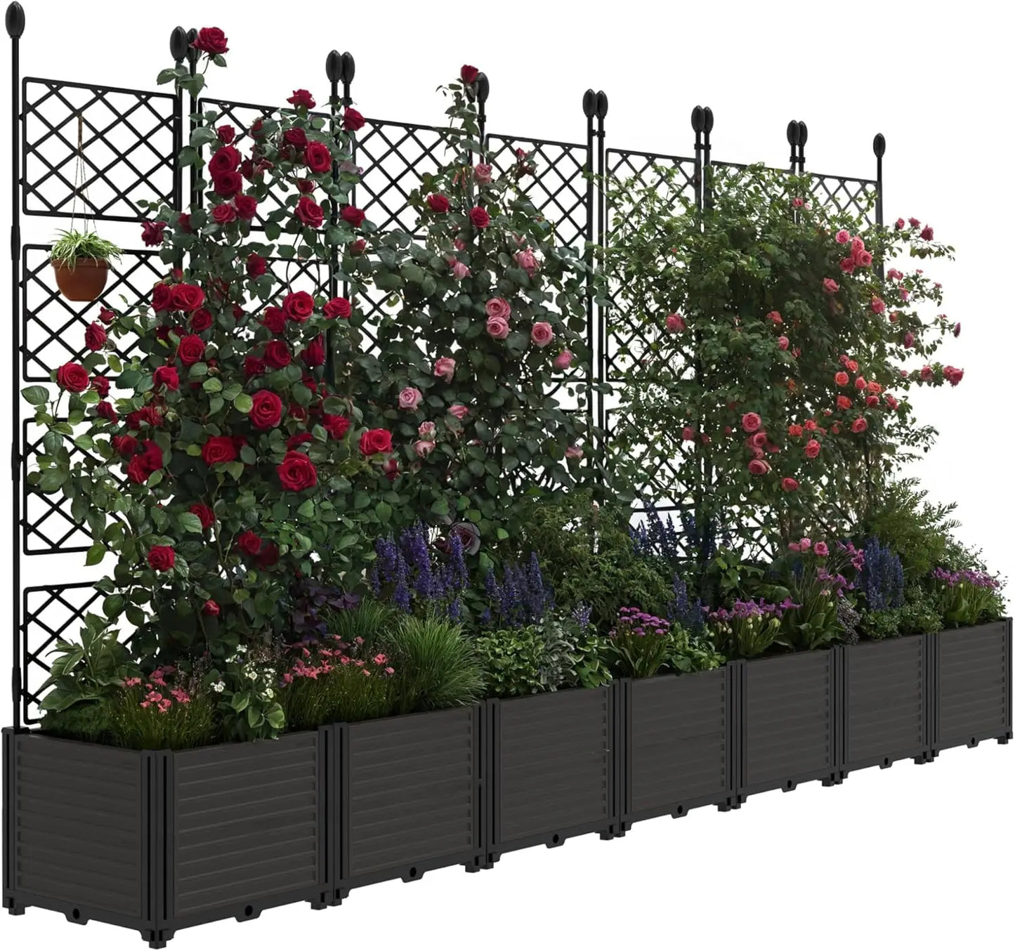 Twister.CK Plastic Planter Box With Trellis Rack For Garden