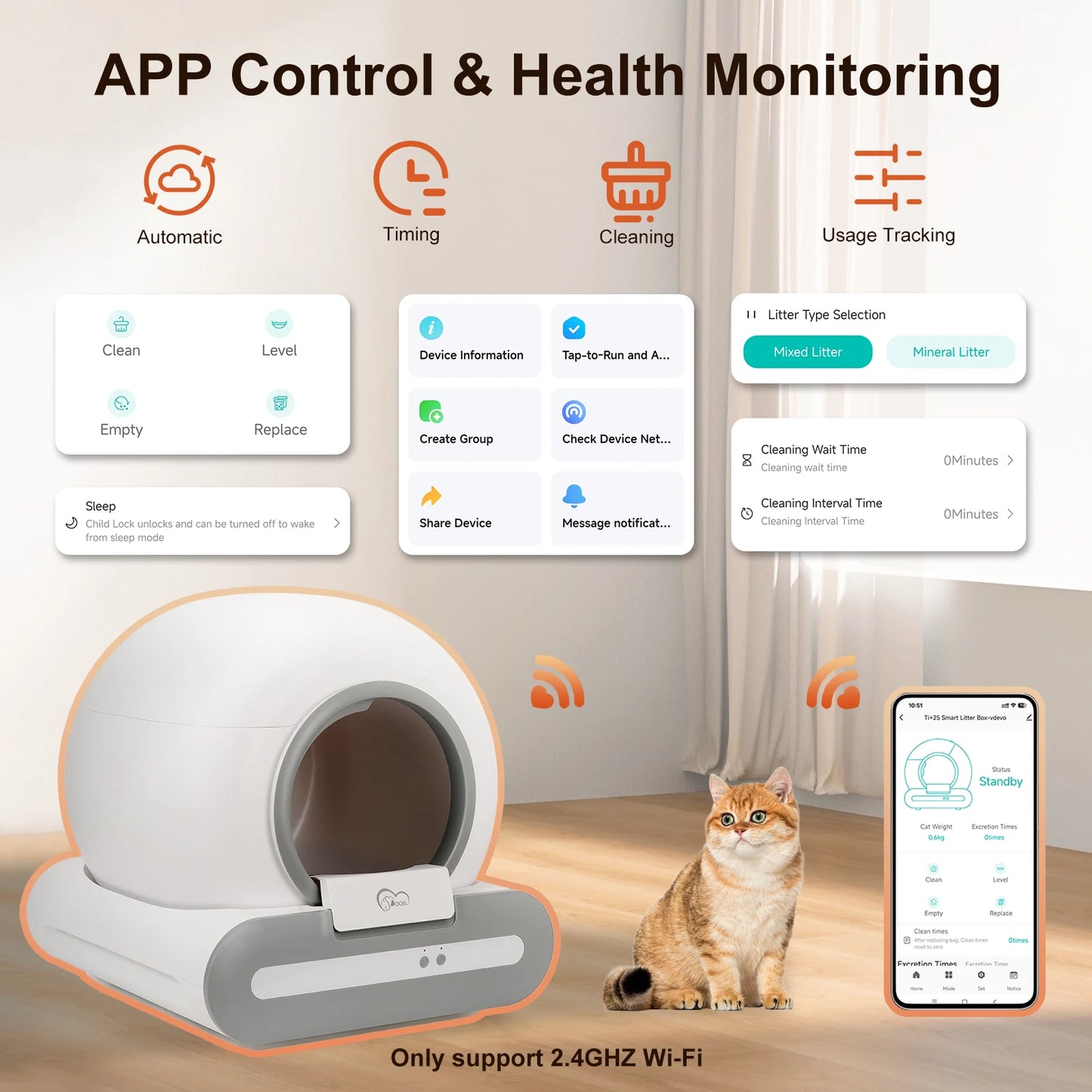 DOEL Self Cleaning Cat Litter Box With Smart App Control