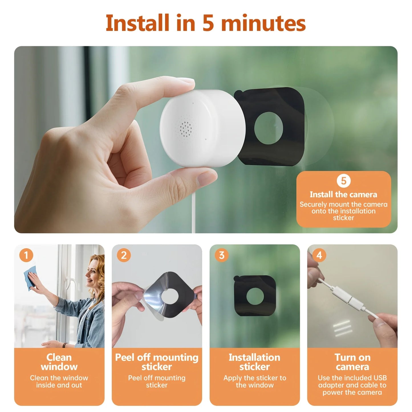 Window Cameras 4 Pack 2K Indoor WiFi AI Detection Security