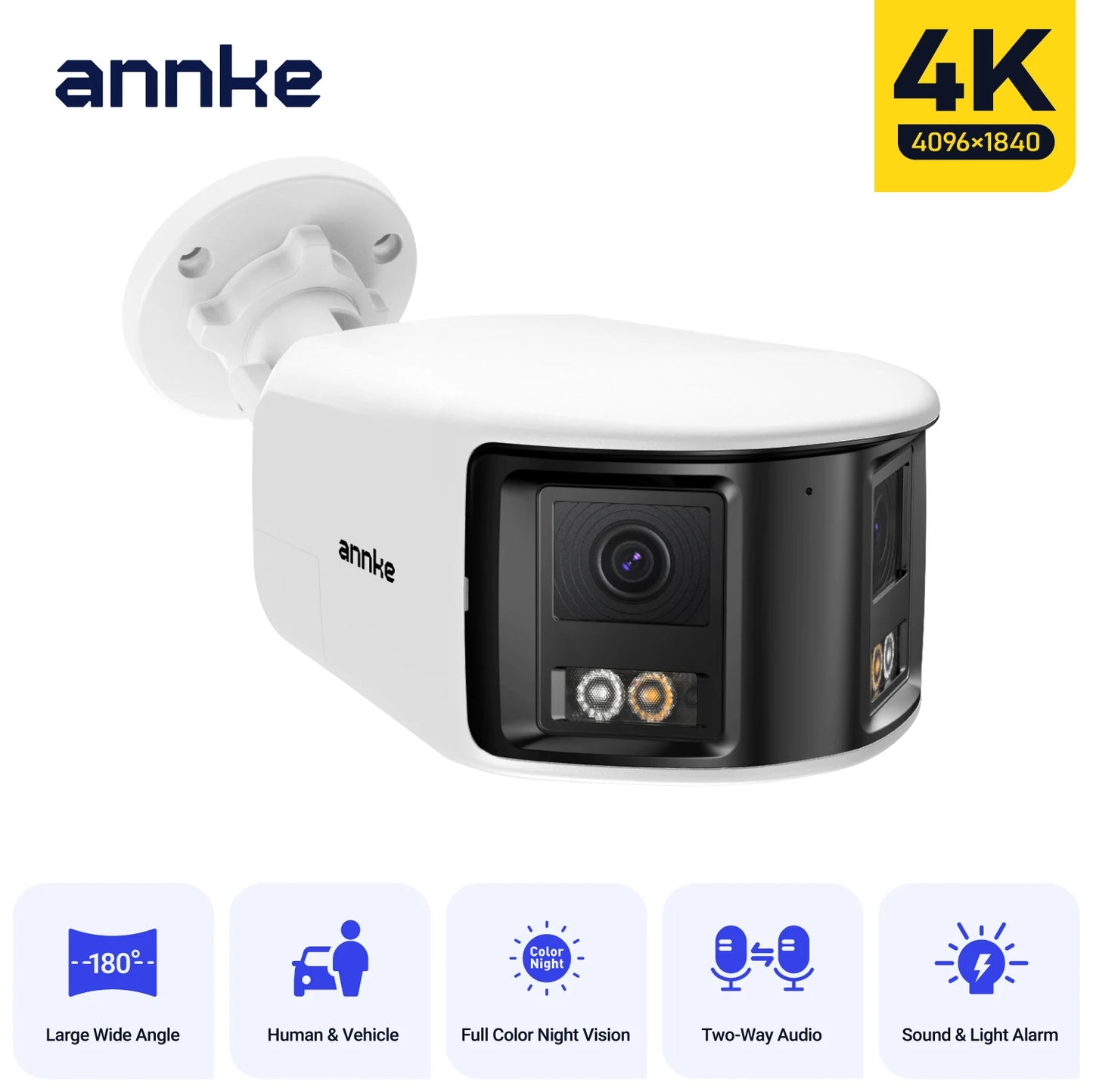 ANNKE 4K 8MP Dual Lens PoE Outdoor Surveillance Camera 180 Degree