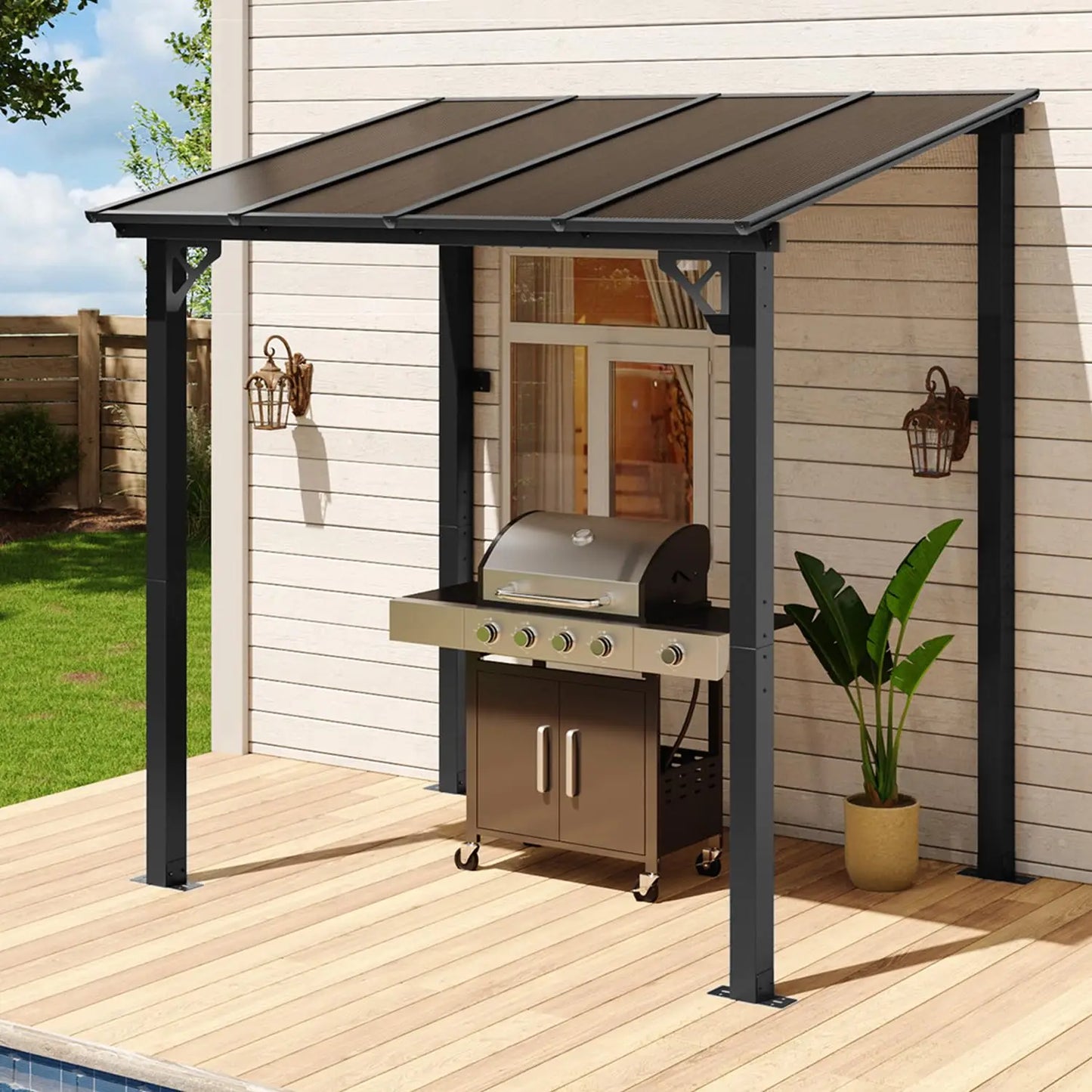 Aoxun Wall Mounted Gazebo Pergola For Outdoor Patio
