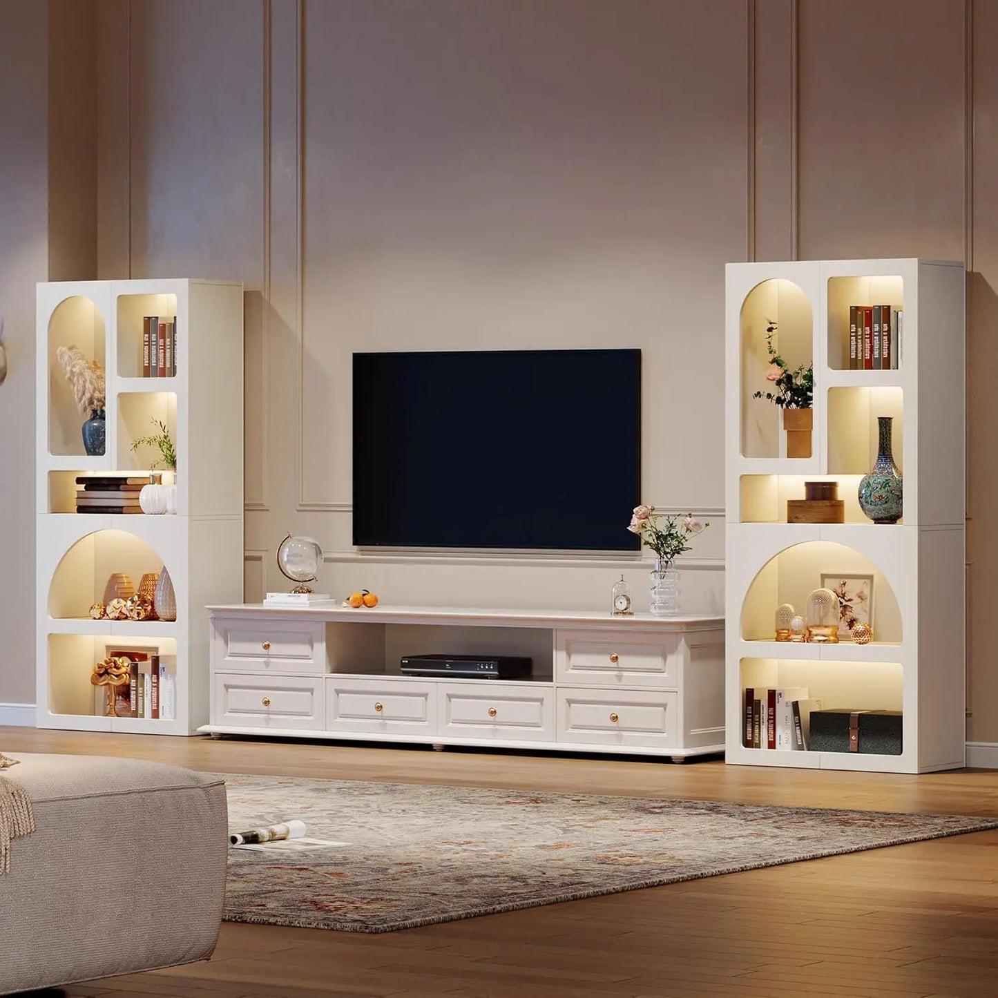 LITTLE TREE Geometric Bookshelf Arched Bookcase Free Standing
