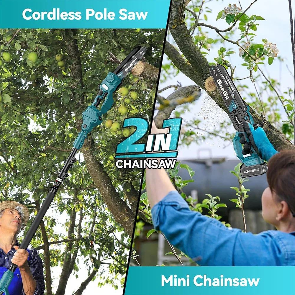 Seesii 2in1 Cordless Pole Saw And Mini Chainsaw Pro