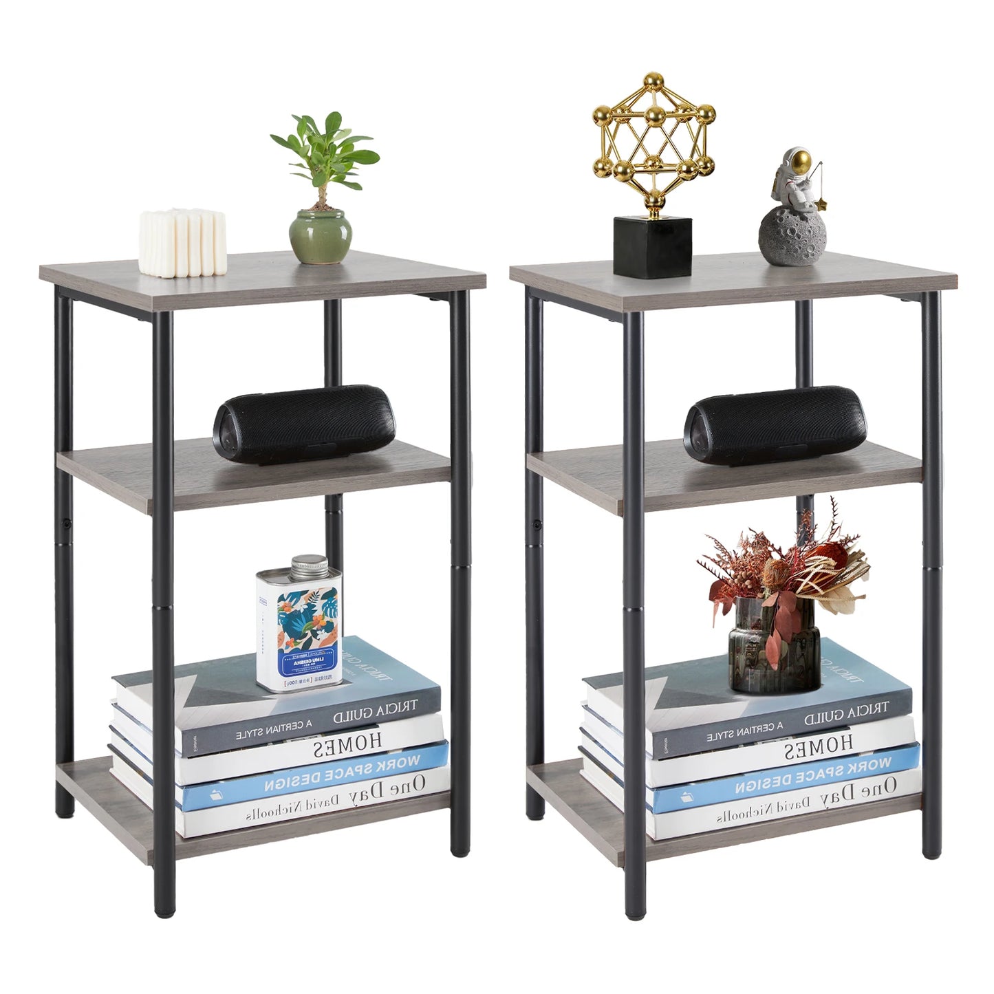 JHK 2-Tier 3-Tier End Tables With Adjustable Feet
