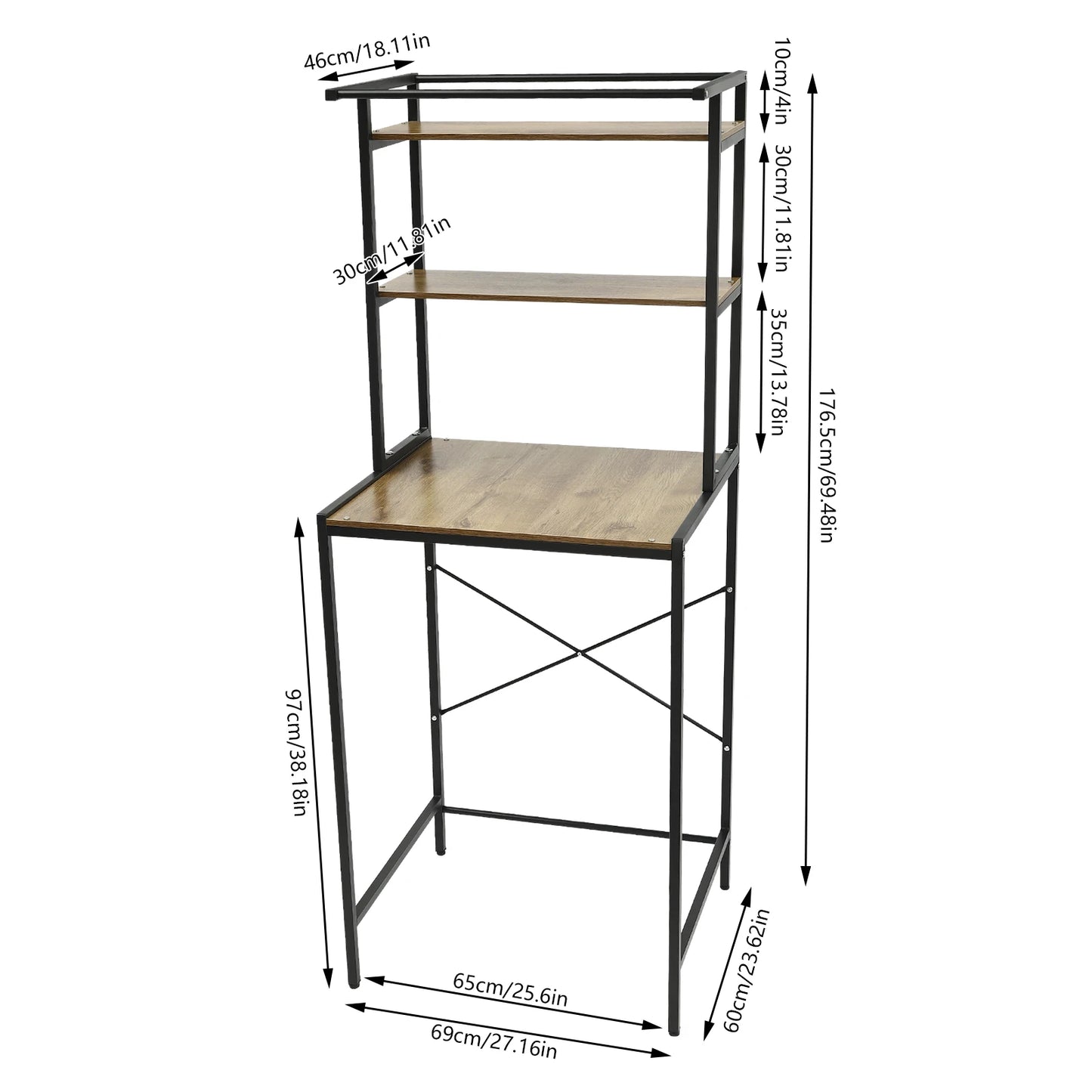 Three-Tier Washer and Dryer Storage Shelf for Laundry Room