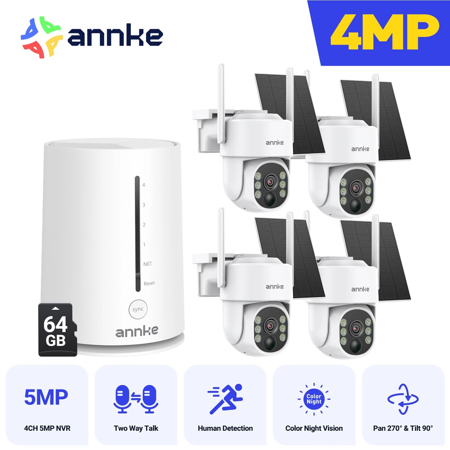 ANNKE 4MP Wireless Security Camera System 4 Channel NVR IP65