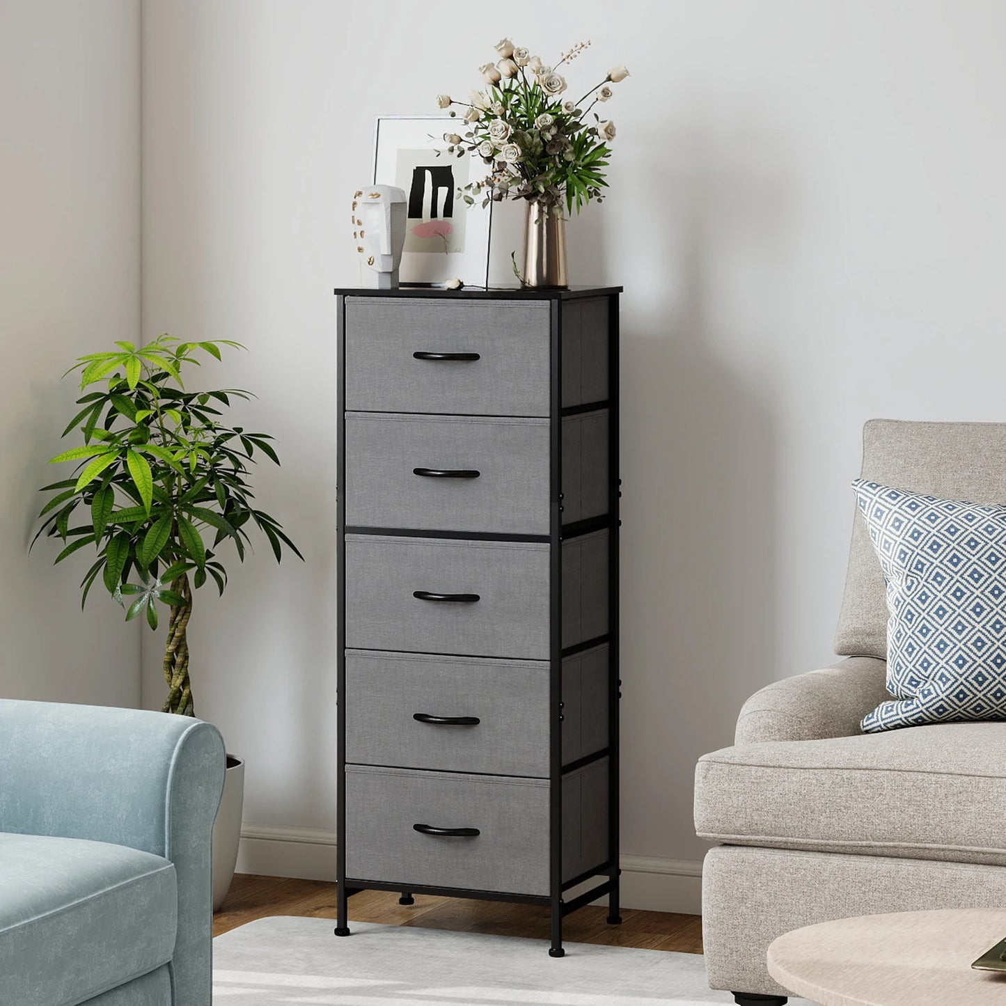 JHK Fabric Drawers Cabinet For Living Room Modern Storage Organizer