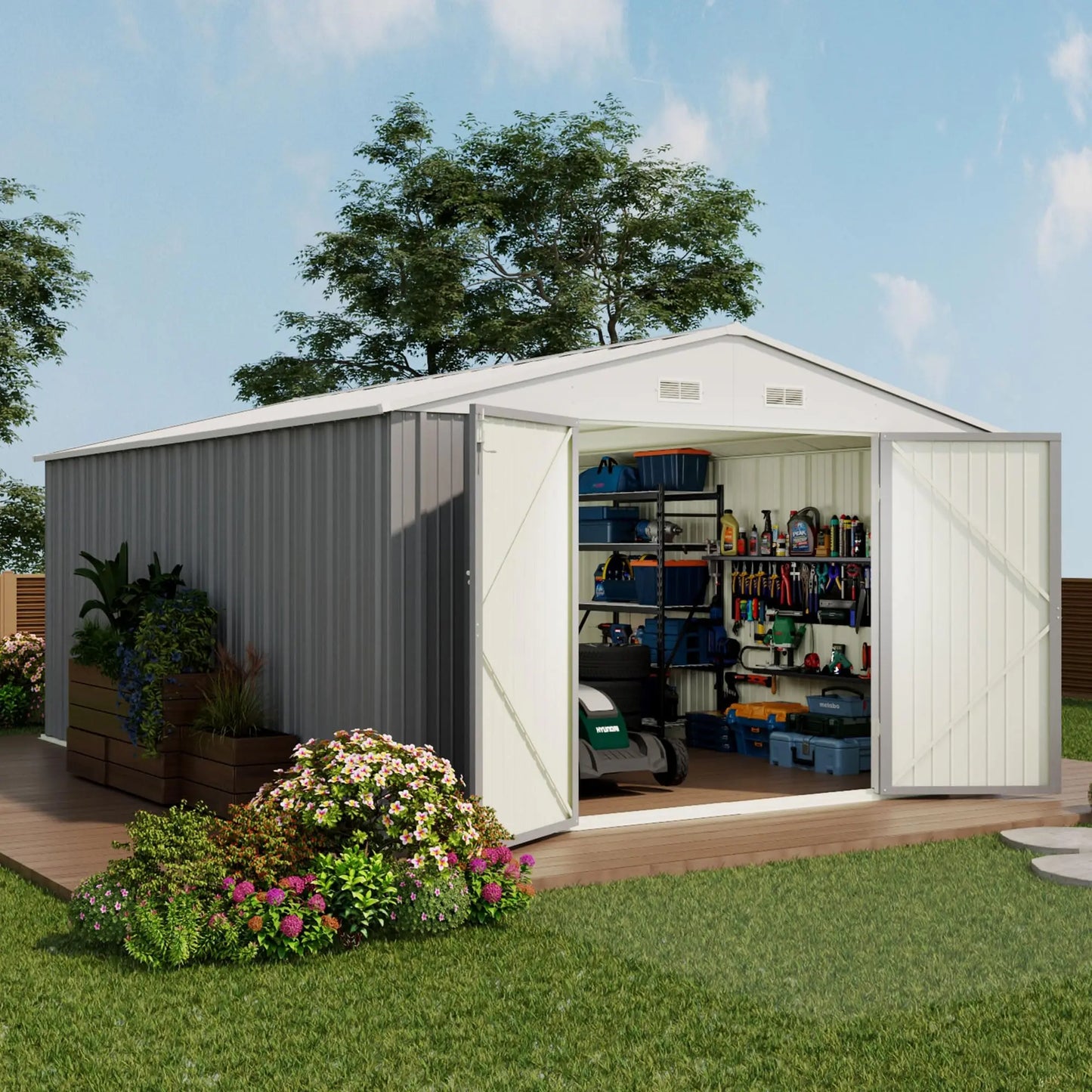 Outdoor Lockable Metal Storage Shed For Garden