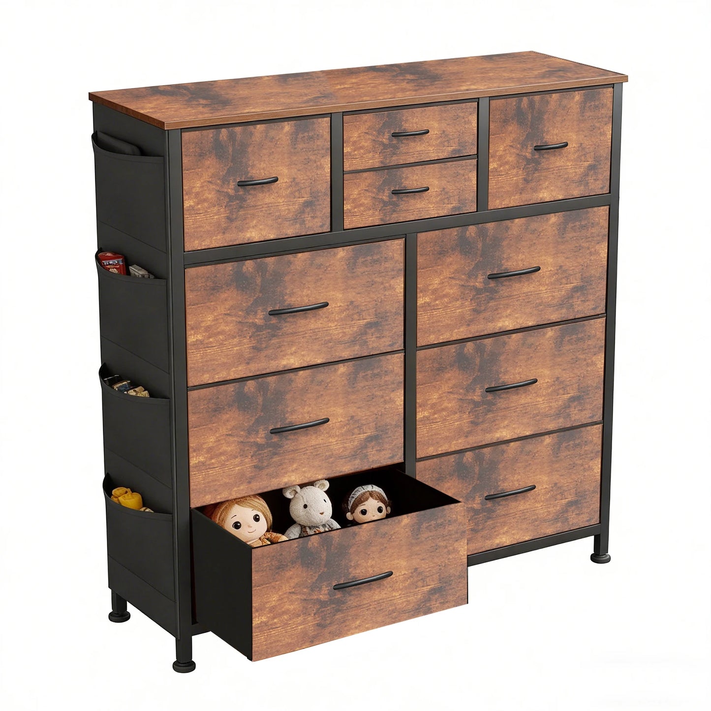 JHK Living Room Fabric Drawer Cabinet With Steel Frame