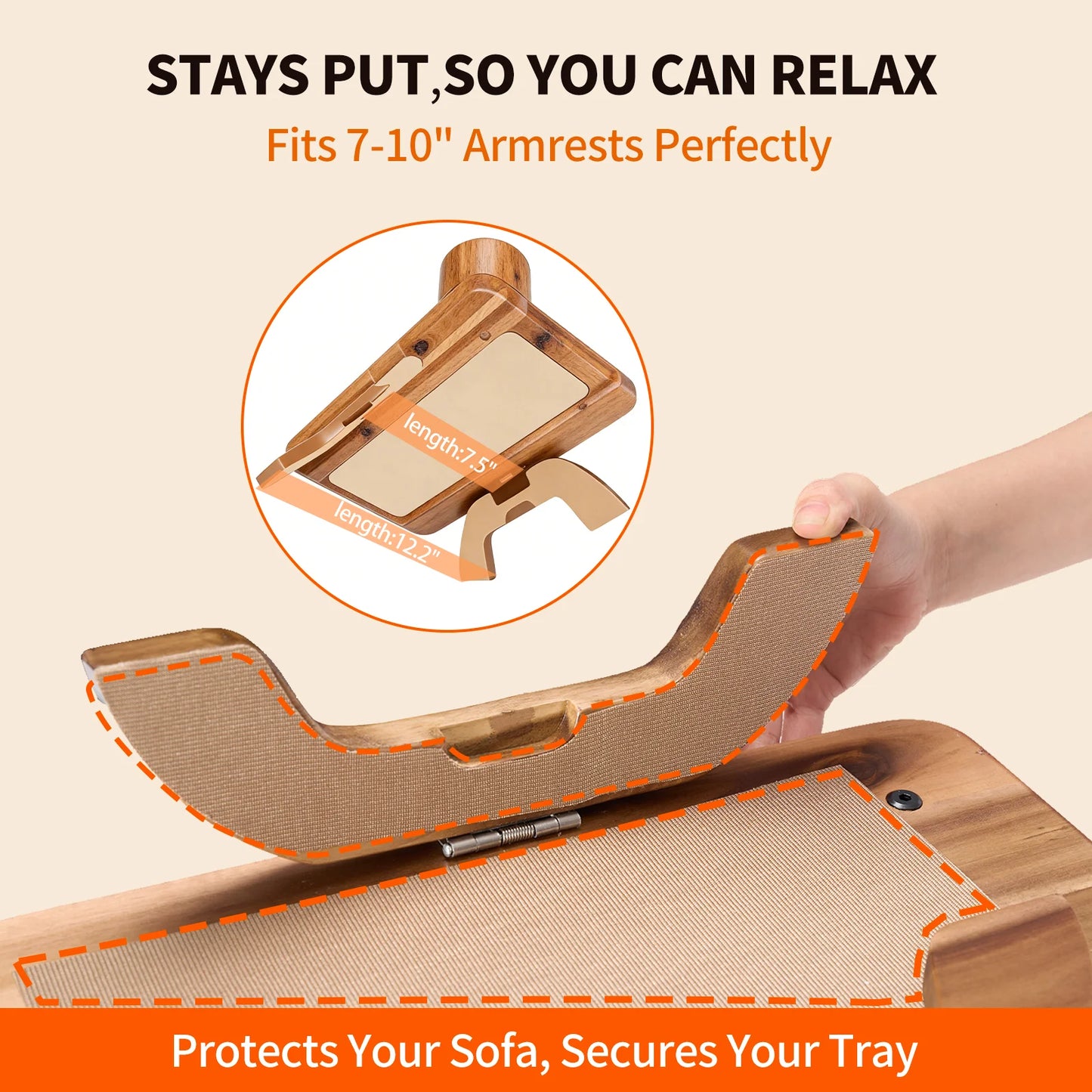 JHK Foldable Armrest Tray With Rotating Phone Holder Cup Holder