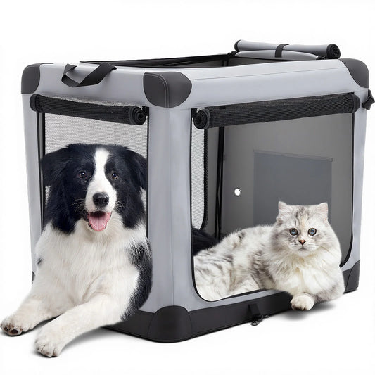 JHK Foldable Soft Dog Crate With 3 Doors