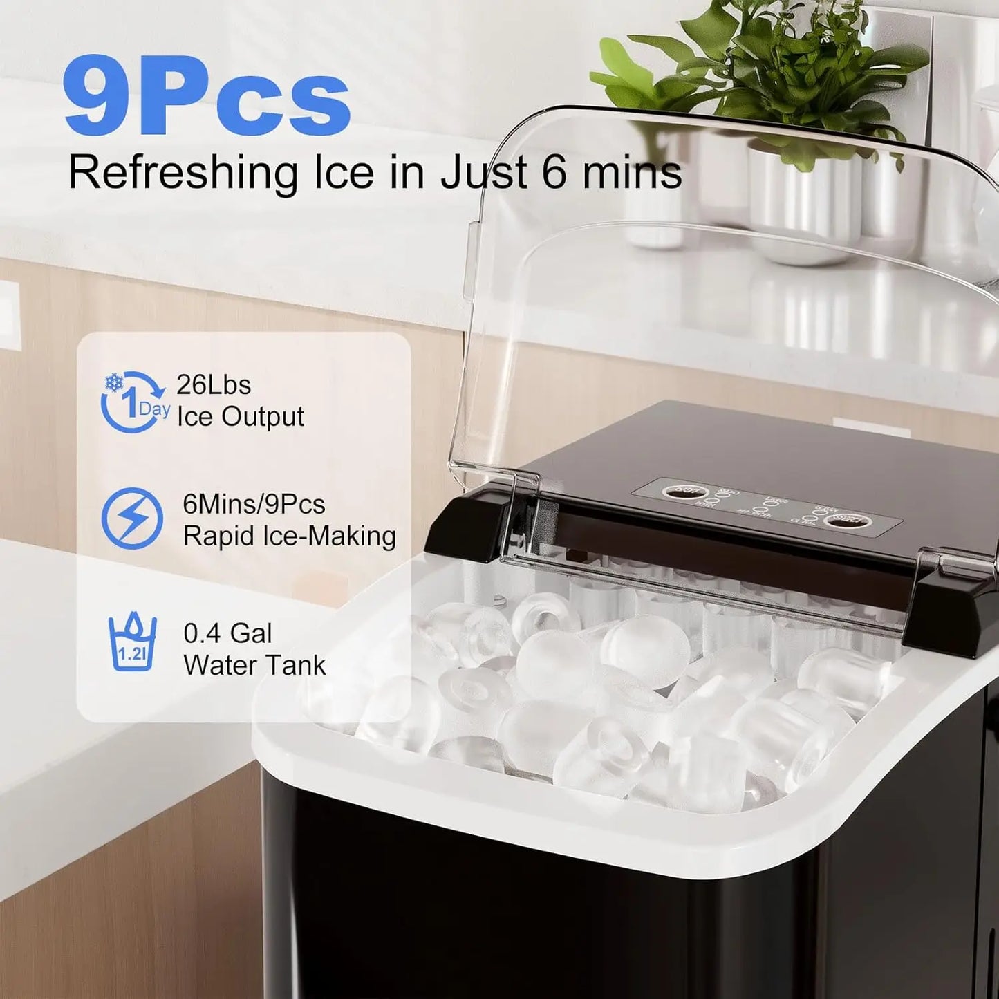 Portable Ice Maker Machine Fast Ice Auto Clean For Home And RV