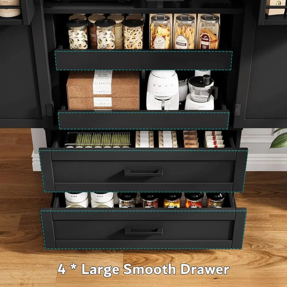 Adjustable Kitchen Pantry Cabinet With Door Shelves For Living Areas
