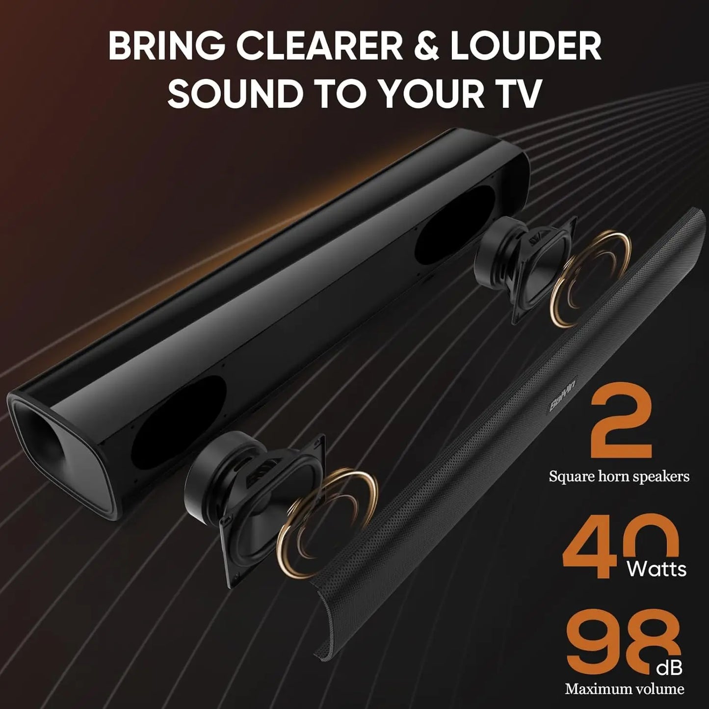 Saiyin 40W TV Soundbar With Bluetooth Optical And Aux
