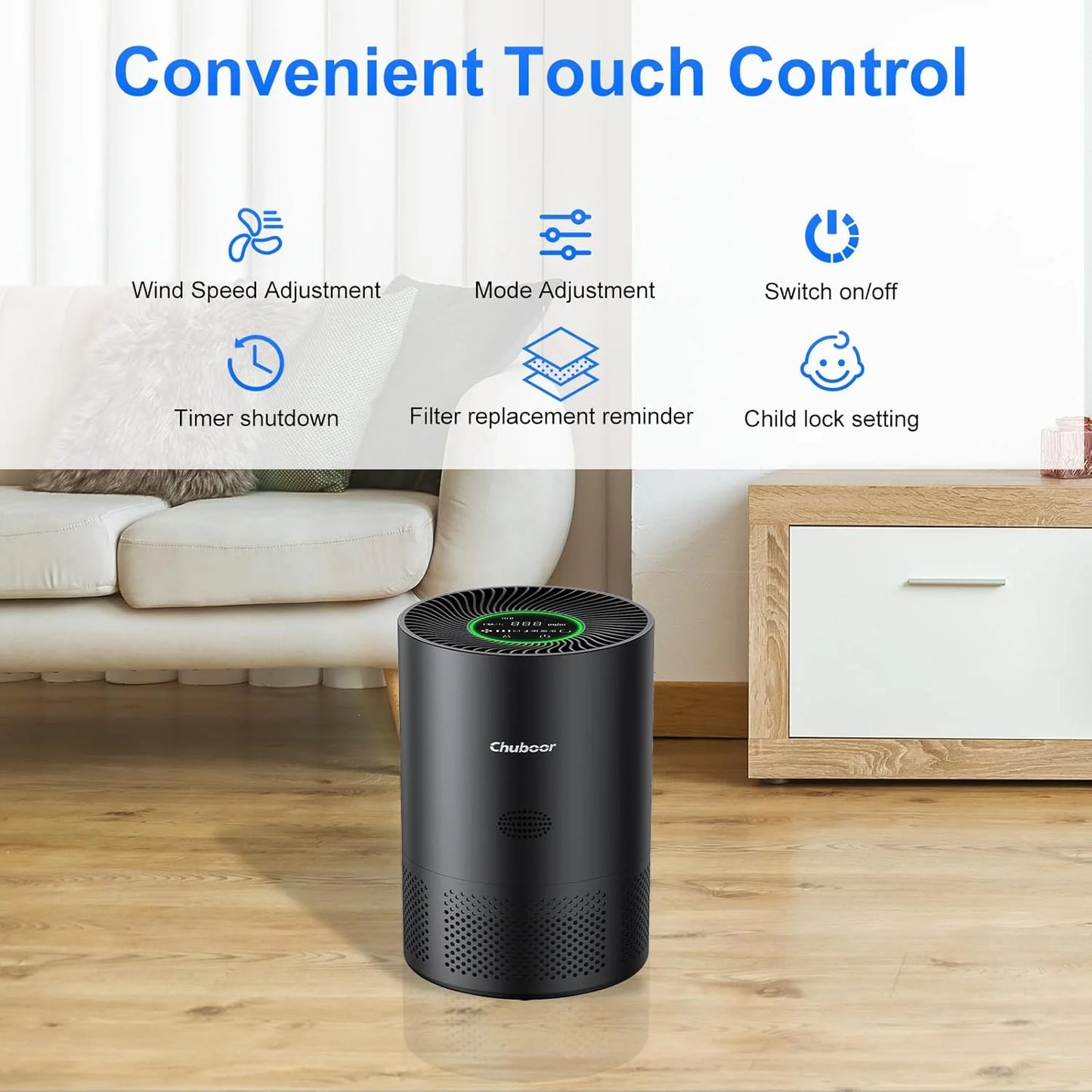 Chuboor Air Purifier for Home With True HEPA CADR 185