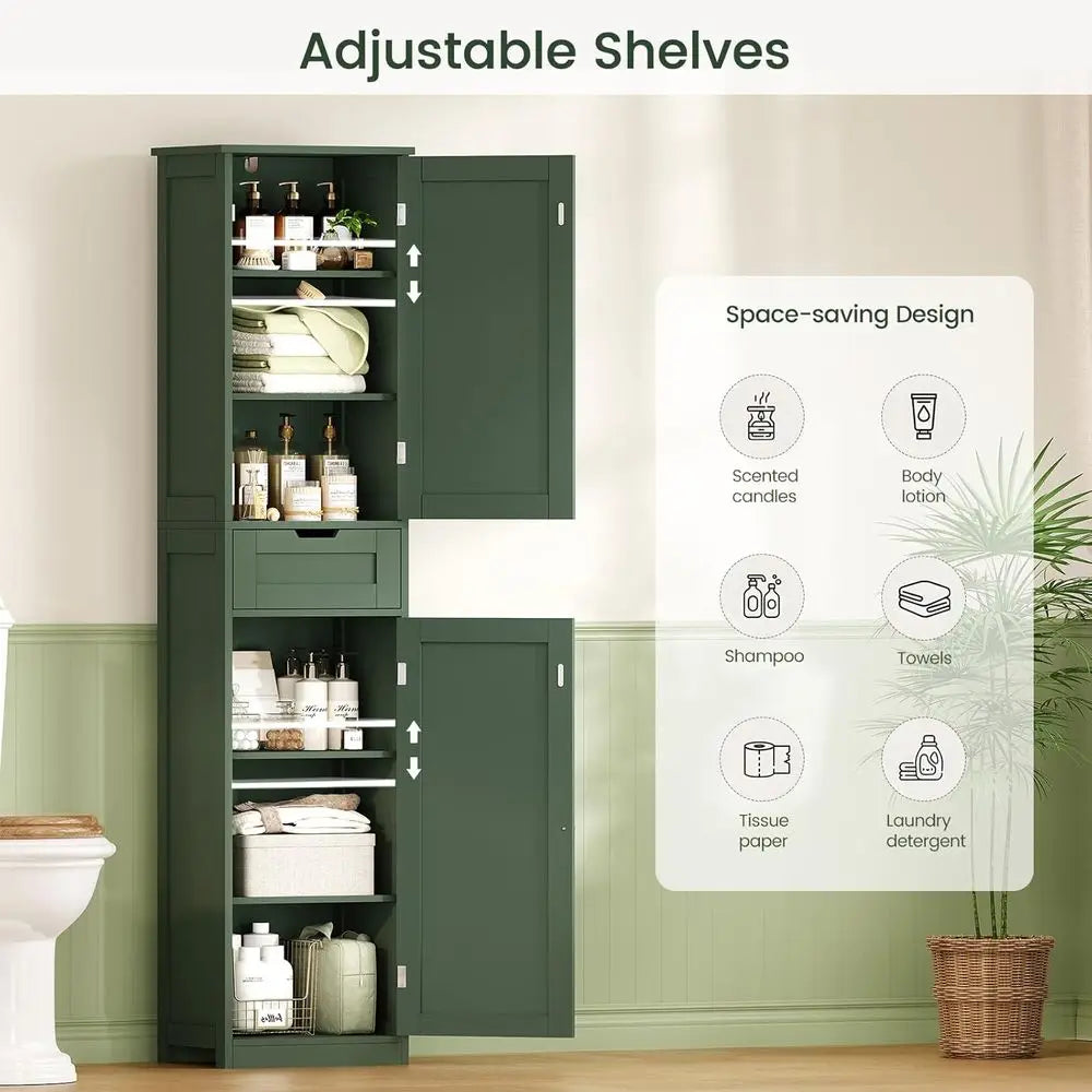 Bathroom Storage Cabinet 2 Doors 1 Drawer Adjustable Shelves