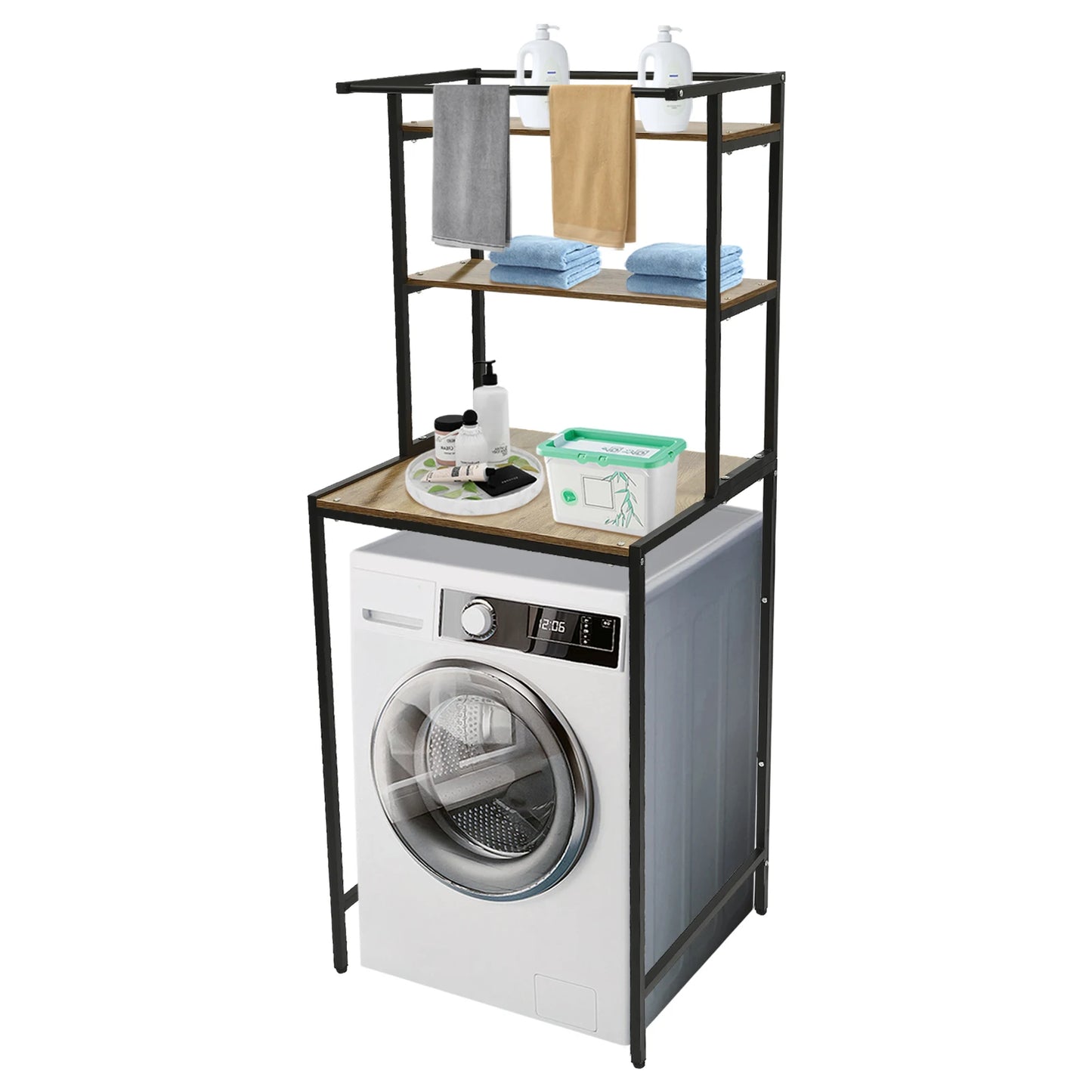 Three-Tier Washer and Dryer Storage Shelf for Laundry Room