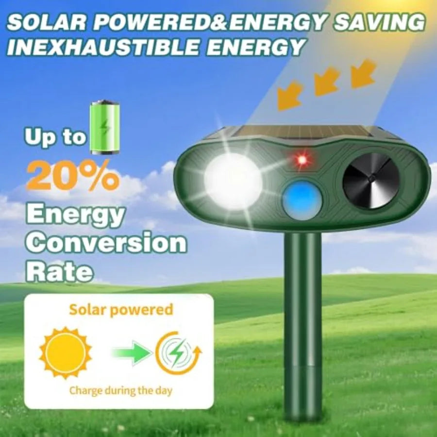 Outdoor Solar Ultrasonic Motion Activated Deer And Raccoon Repellent IP65