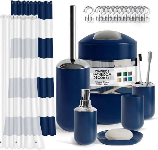 Bathroom Accessory Set Twenty Piece With Shower Curtain Liner