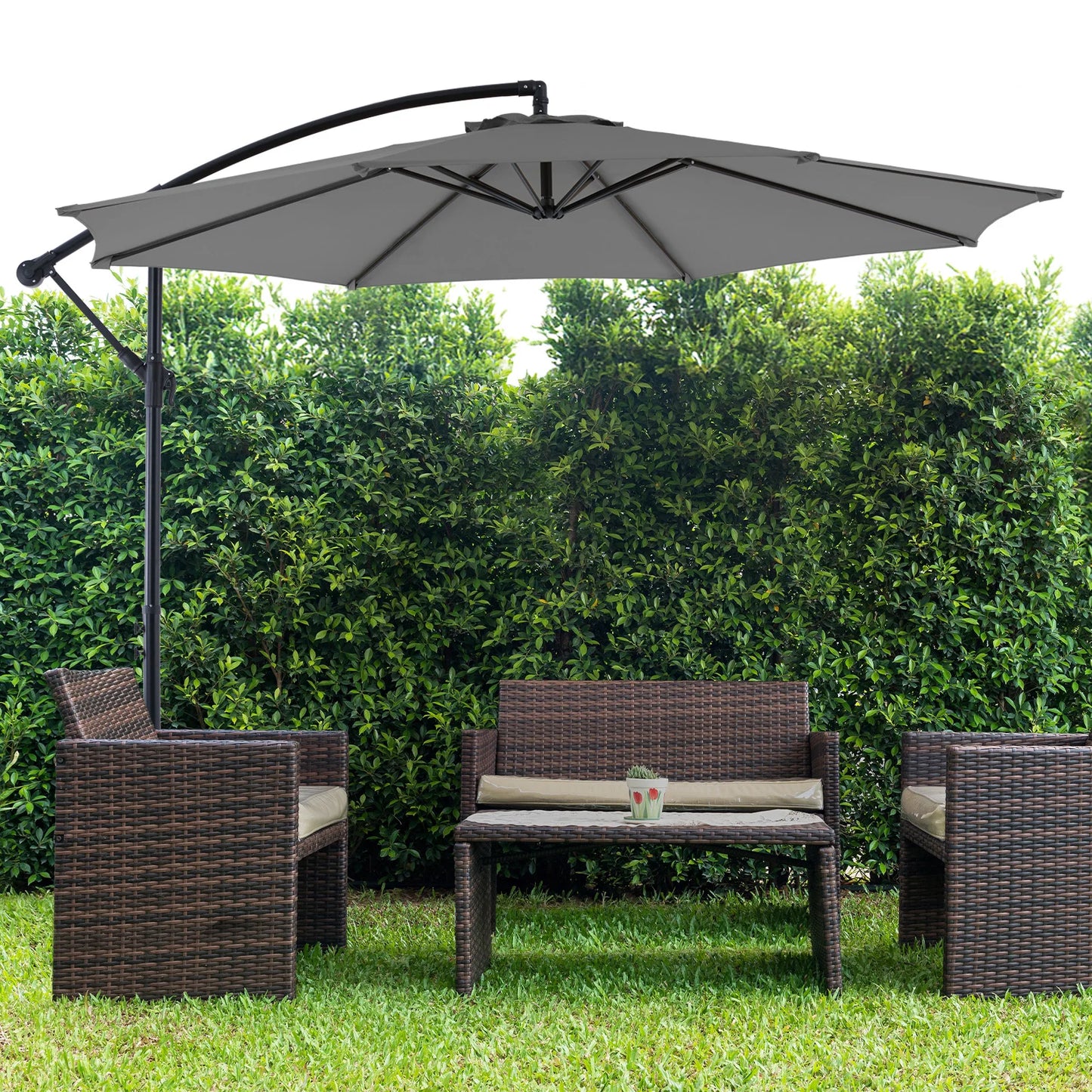 JHK 10ft Outdoor Cantilever Patio Umbrella With Tilt