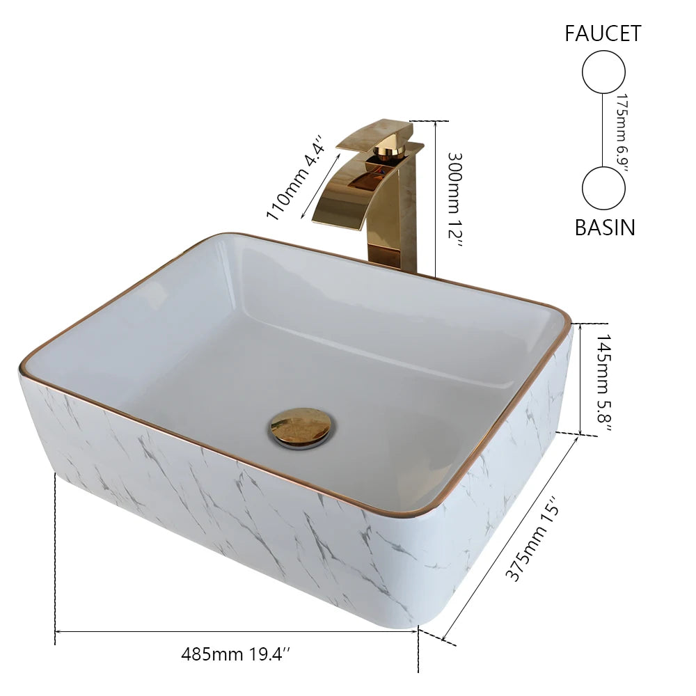 KEMAIDI MEKKHALA Modern Edge Ceramic Bathroom Sink
