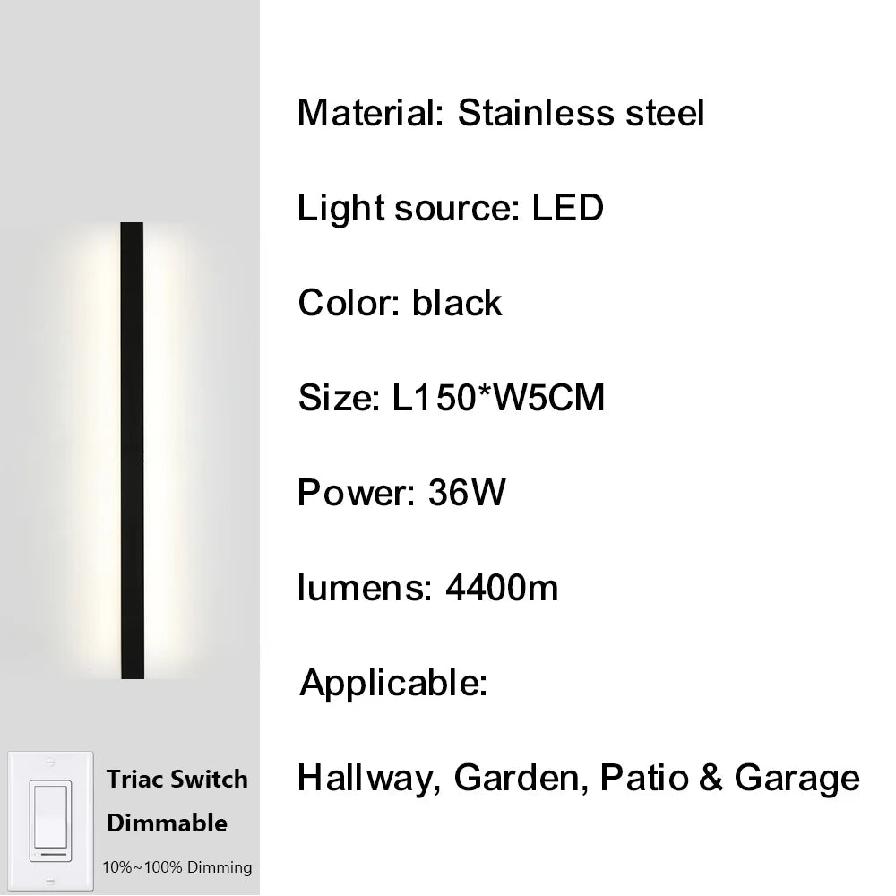 IISINUO Outdoor Porch Wall Light Smart Dimmable IP67 Stainless Steel