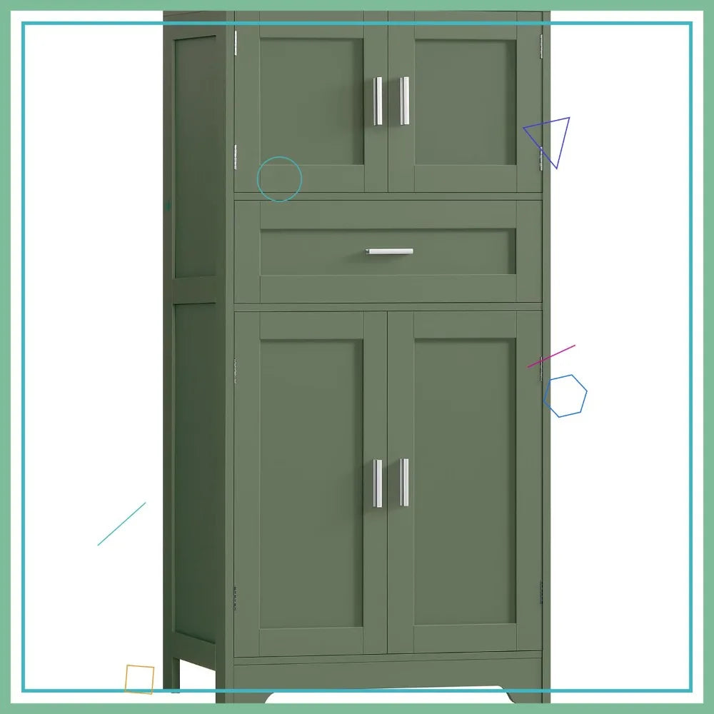 Adjustable Shelf Freestanding Storage Cabinet With Four Doors