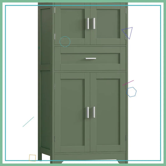 Adjustable Shelf Freestanding Storage Cabinet With Four Doors