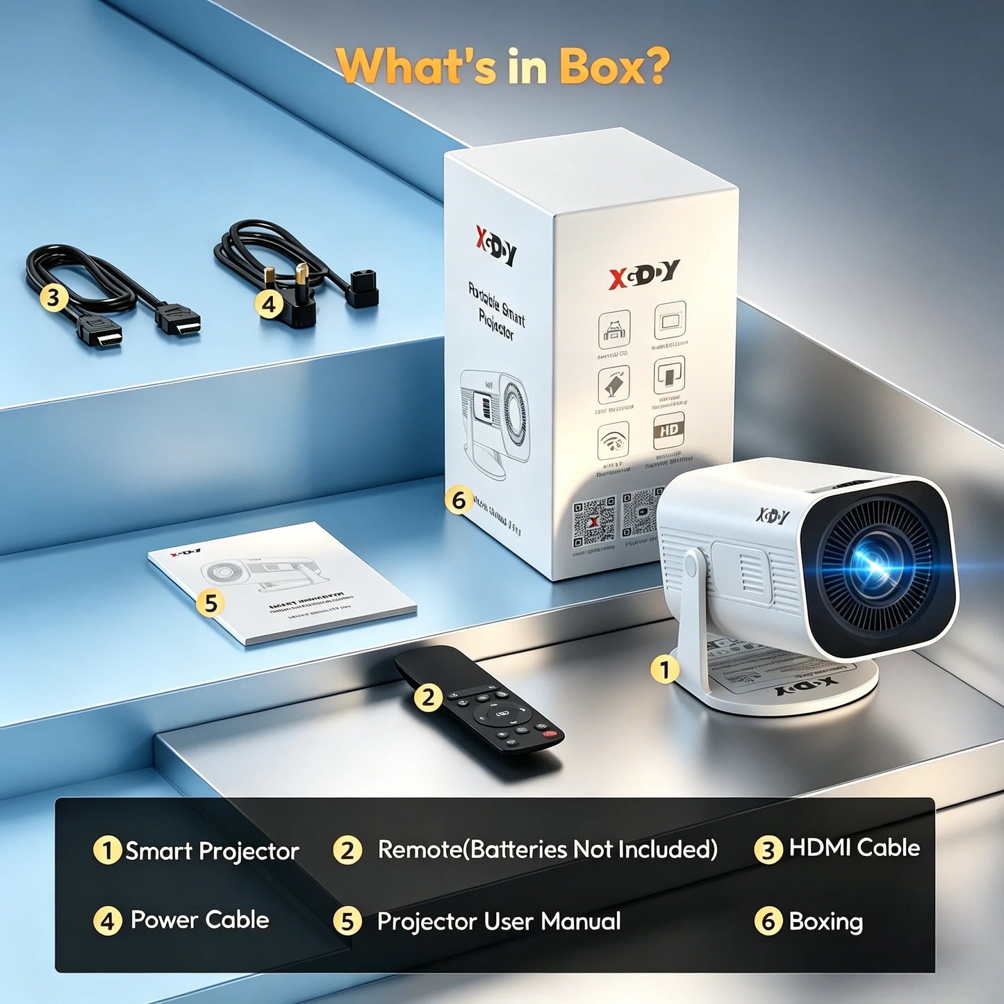 XGODY 4K Projector With 12000 Lumen Brightness And WiFi
