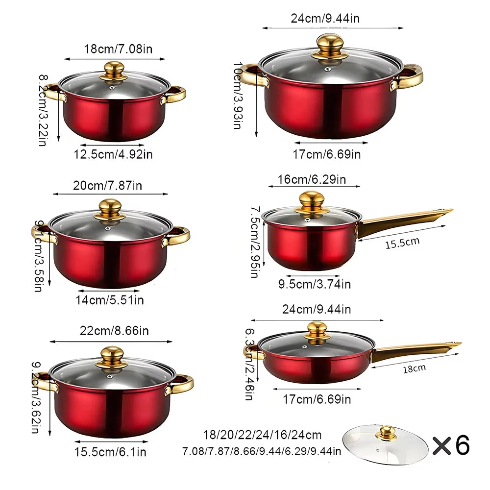 Stainless Steel Cookware Set 12 Piece Nonstick Pots With Handles