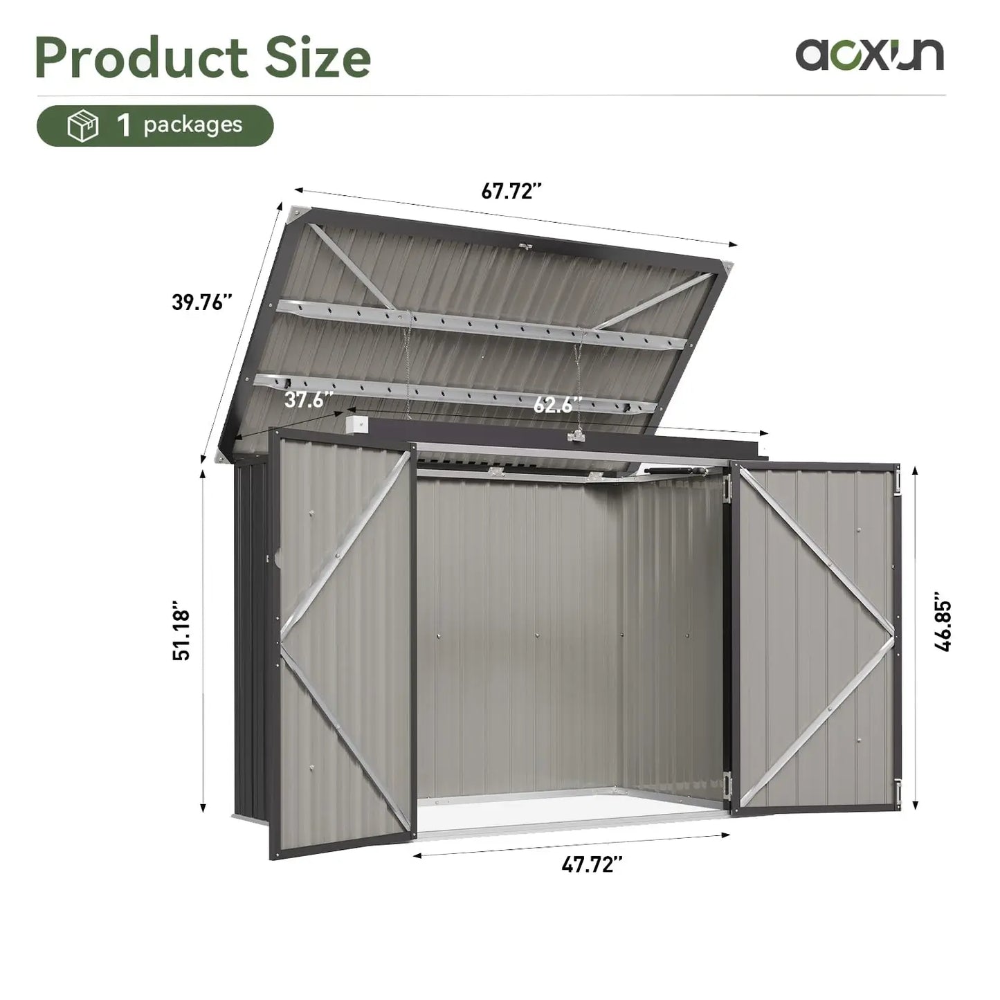 Metal Outdoor Storage Shed With Chain Lid Waterproof Garbage Organizer