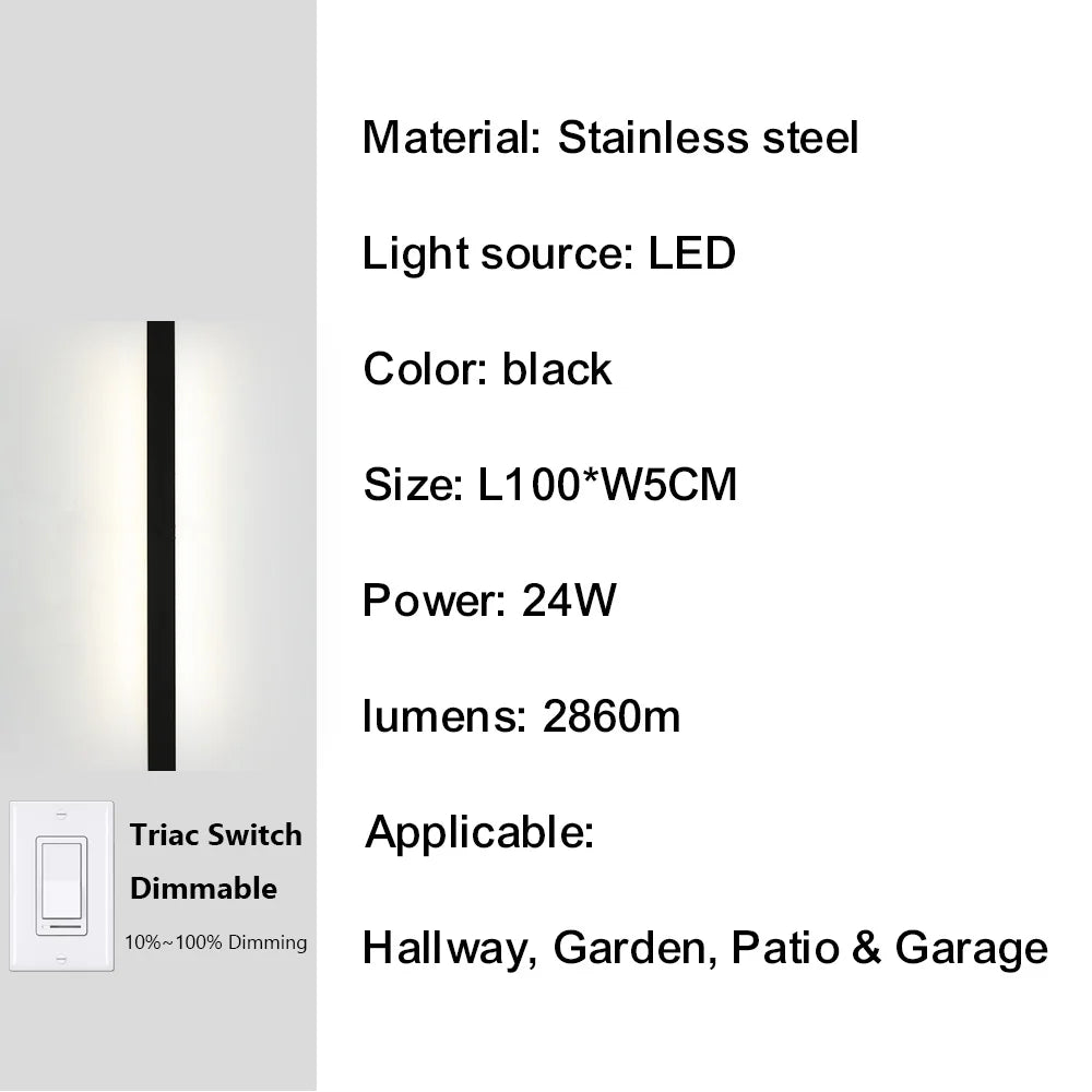 IISINUO Outdoor Porch Wall Light Smart Dimmable IP67 Stainless Steel