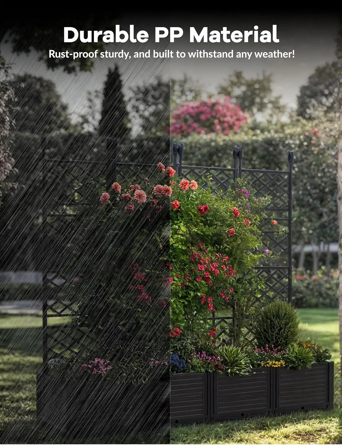 Twister.CK Plastic Planter Box With Trellis Rack For Garden