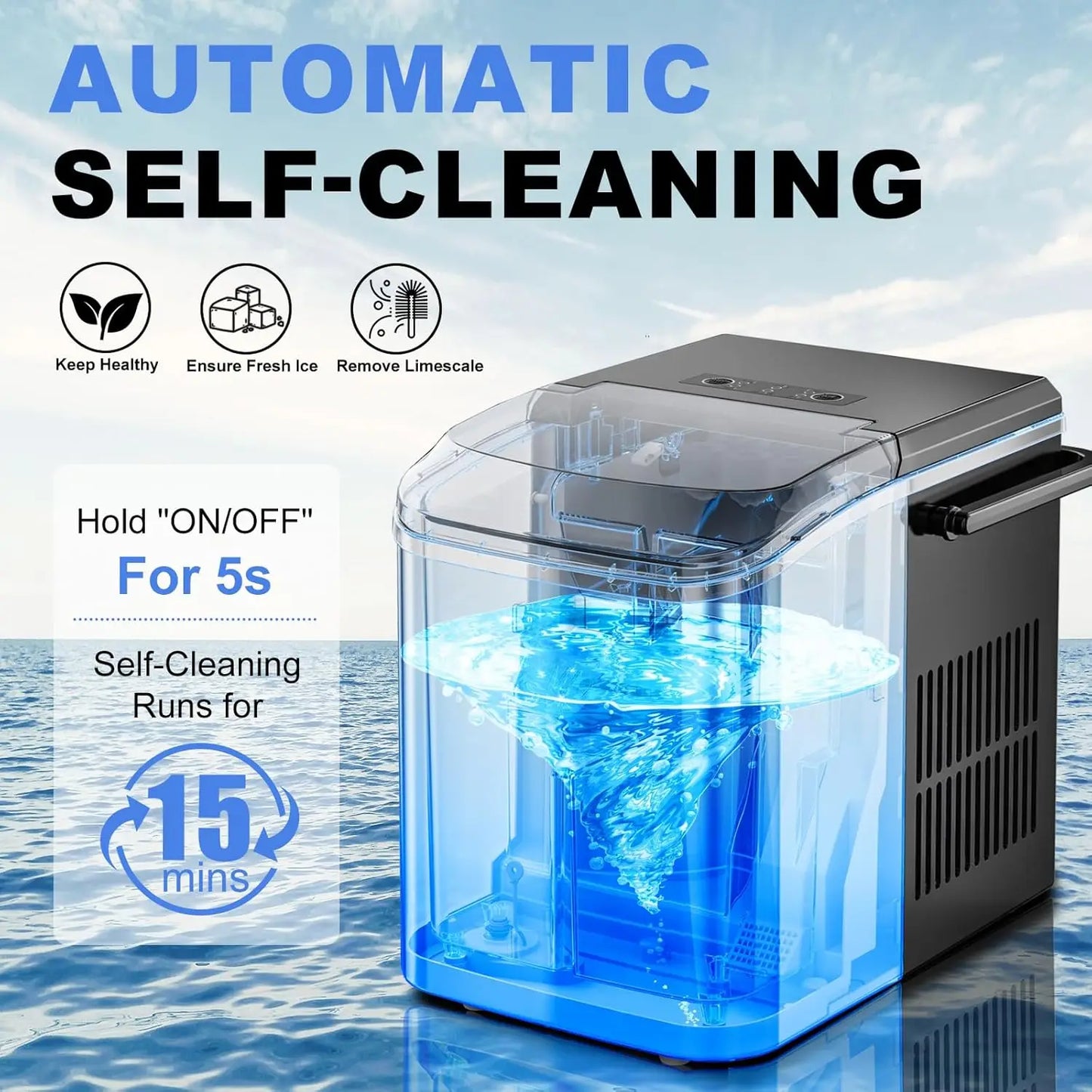 Portable Ice Maker Machine Fast Ice Auto Clean For Home And RV