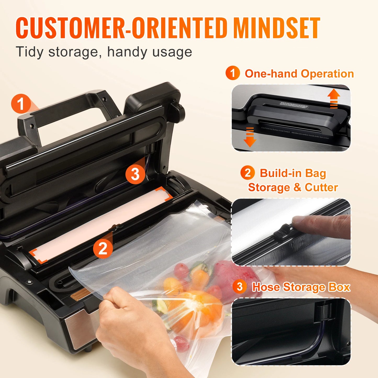 Succebuy Vacuum Sealer Machine 90KPa 130W With Free Vacuum Bags