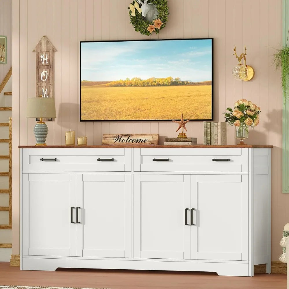 Buffet Cabinet With Storage Drawers And Adjustable Shelves