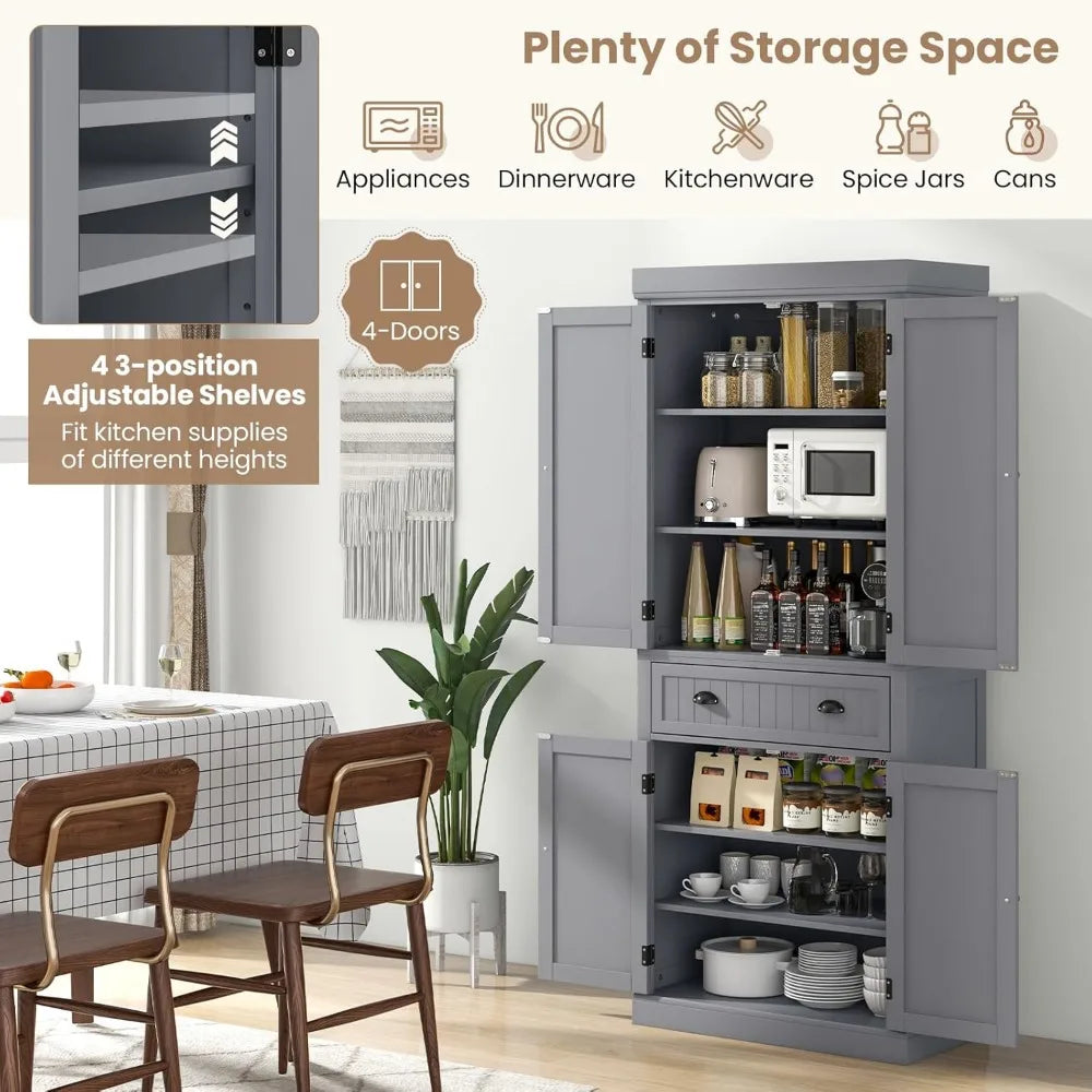 RBXC Pantry Cabinet With Adjustable Shelves And Drawer