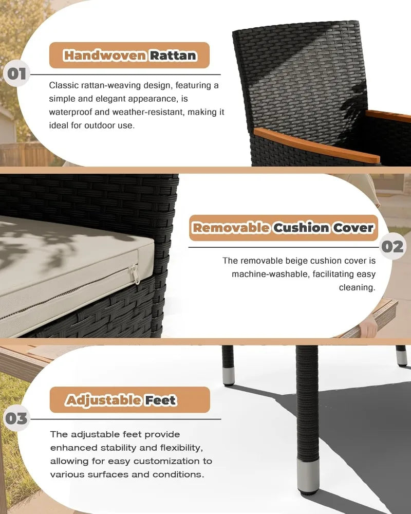 Patio Dining Set Outdoor Acacia Wood Table Chairs Cushions