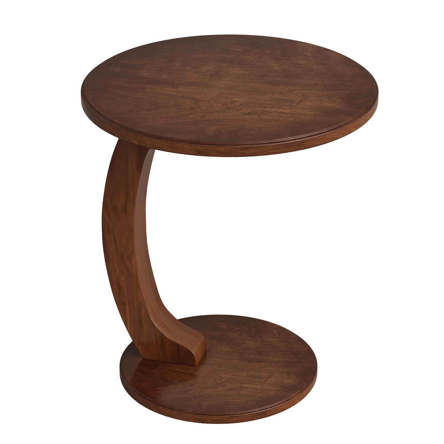 Tribesigns Round End Table C Shaped Wood Side Table